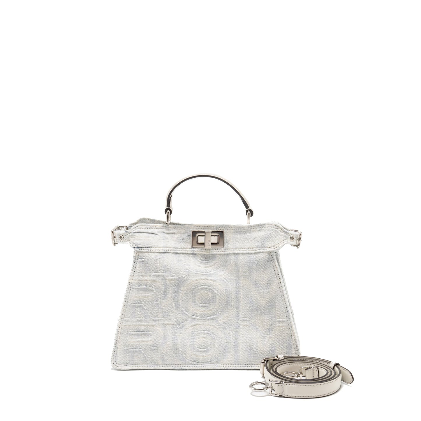 Fendi Peekaboo Iseeu Handbag Denim White Medium Travel Bag