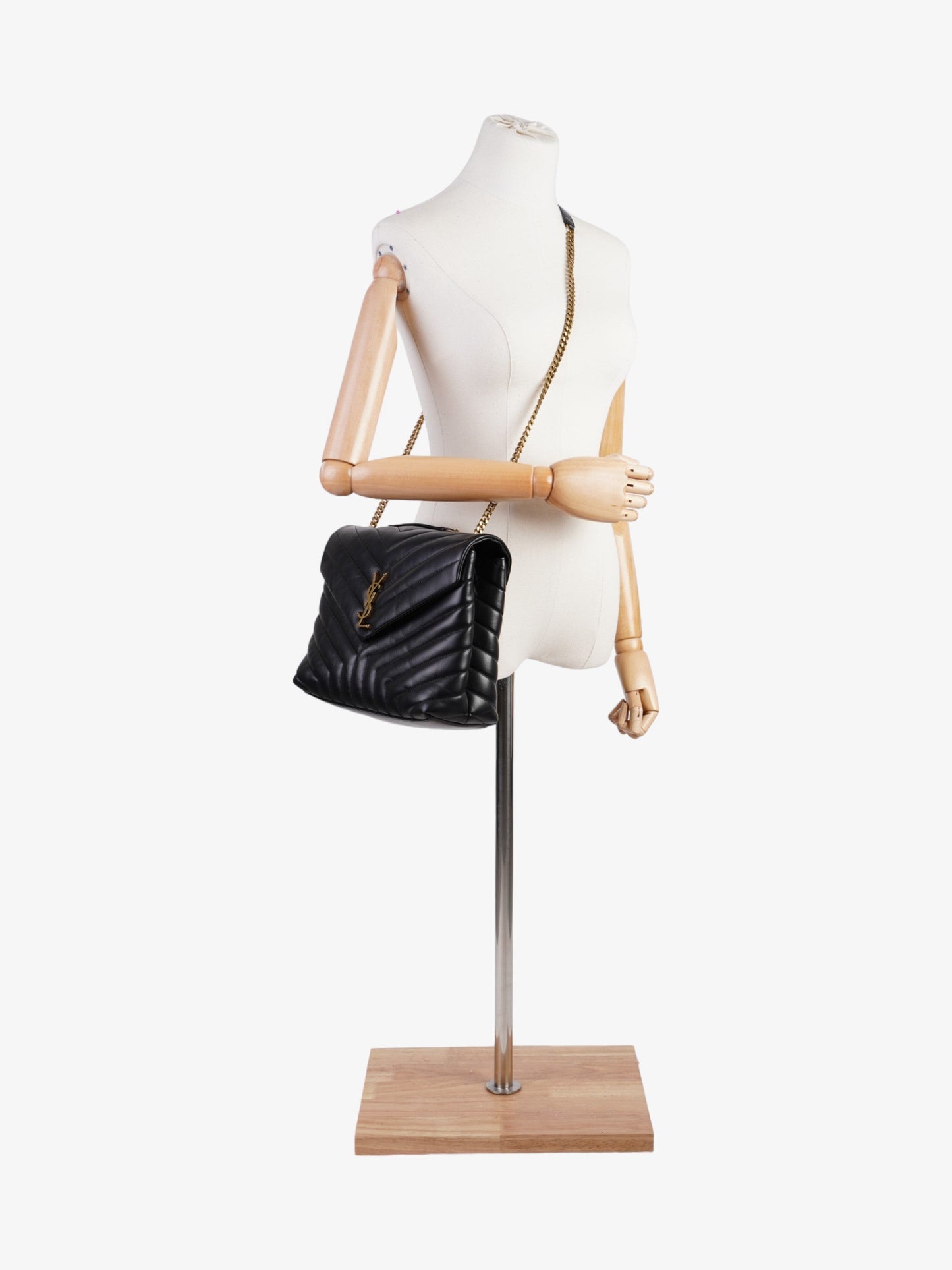 YSL Saint Laurent Lou Lou Shoulder Bag Leather Black Medium