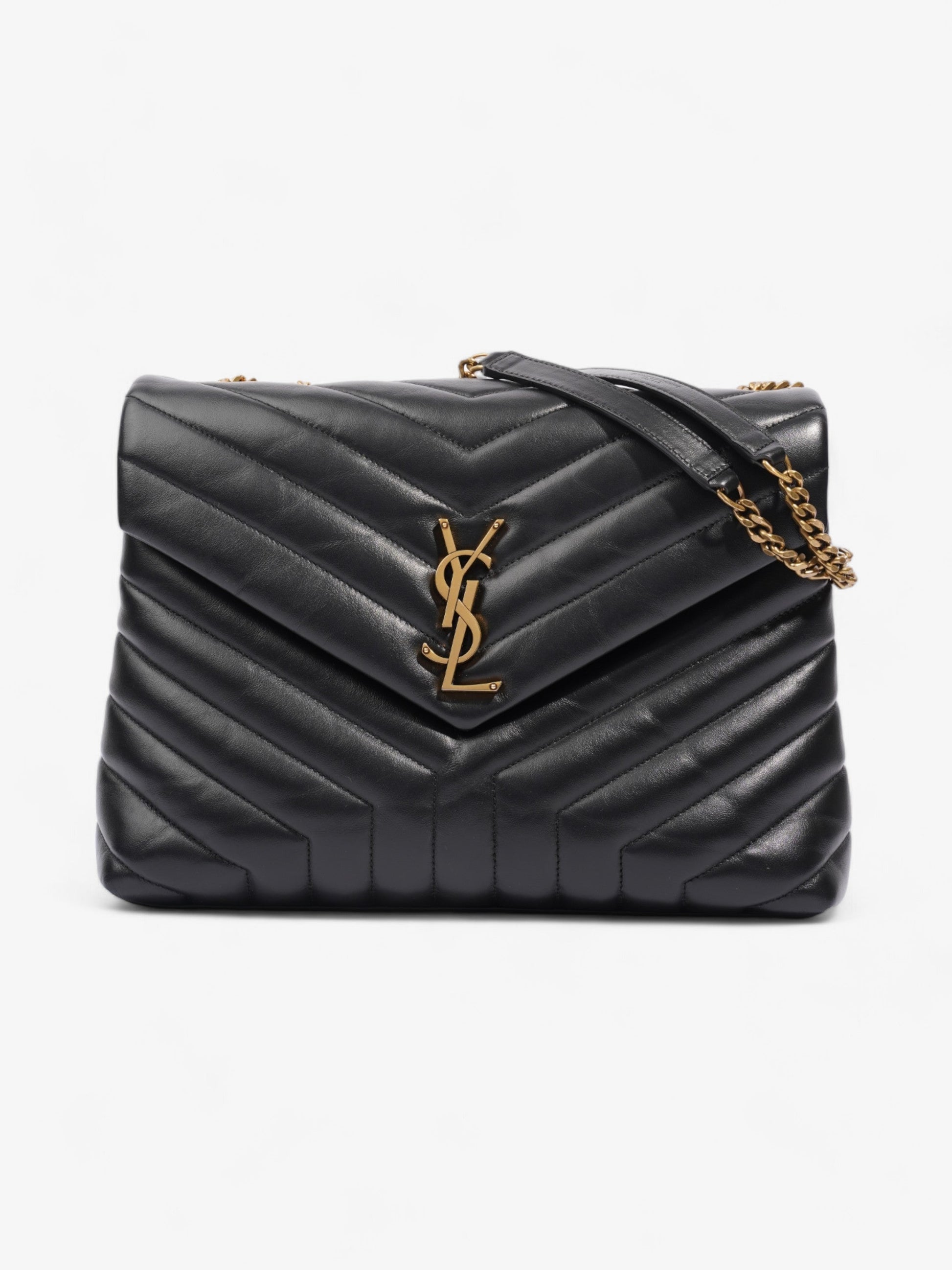 YSL Saint Laurent Lou Lou Shoulder Bag Leather Black Medium