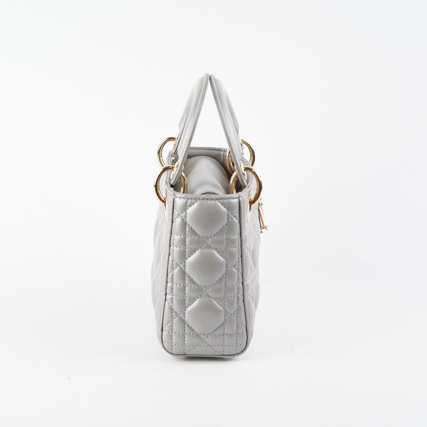 Dior Christian Lady Grey Crossbody Bag Lambskin Gray Mini