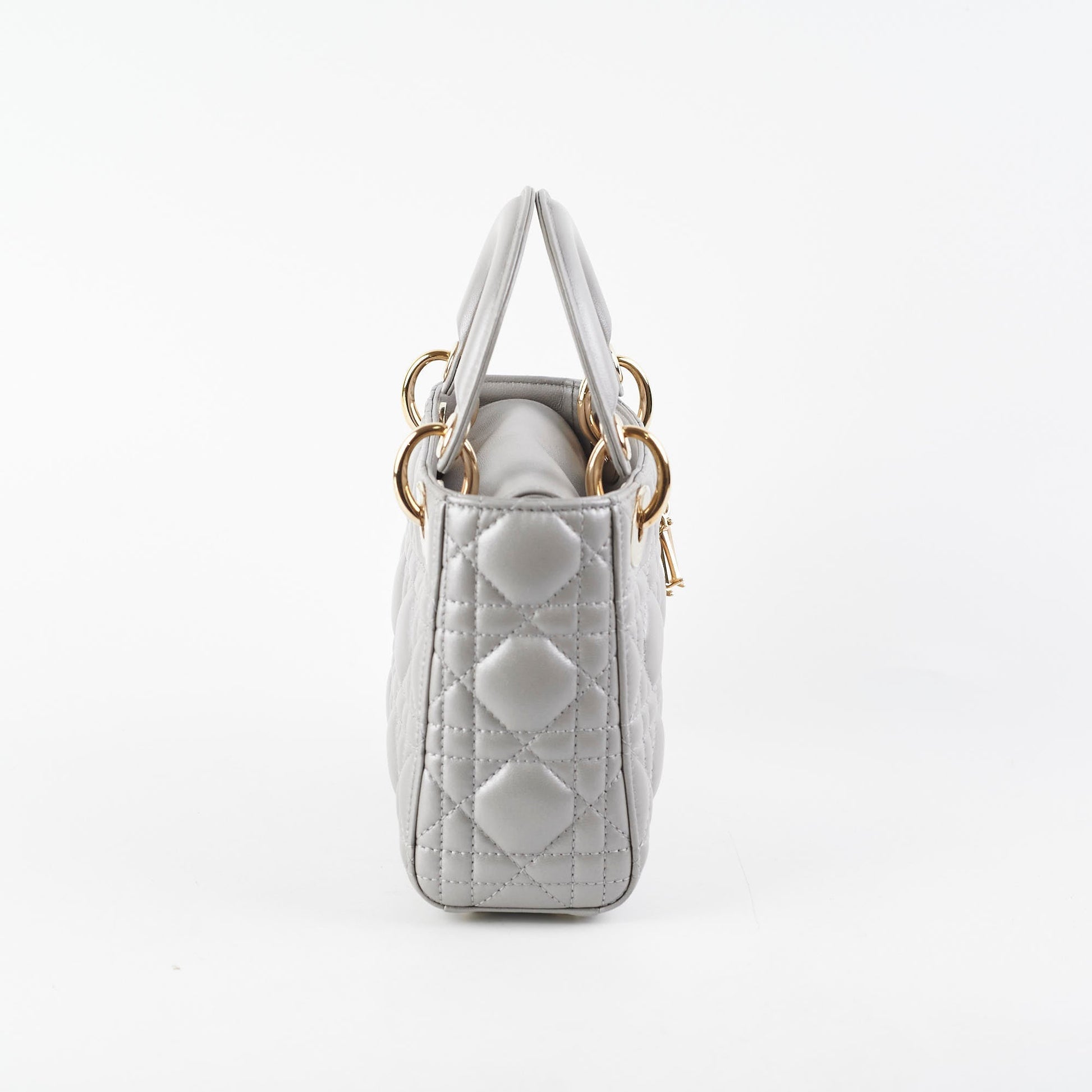 Dior Christian Lady Grey Crossbody Bag Lambskin Gray Mini