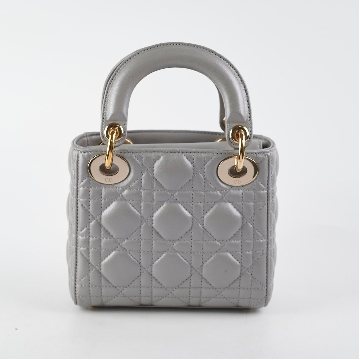 Dior Christian Lady Grey Crossbody Bag Lambskin Gray Mini
