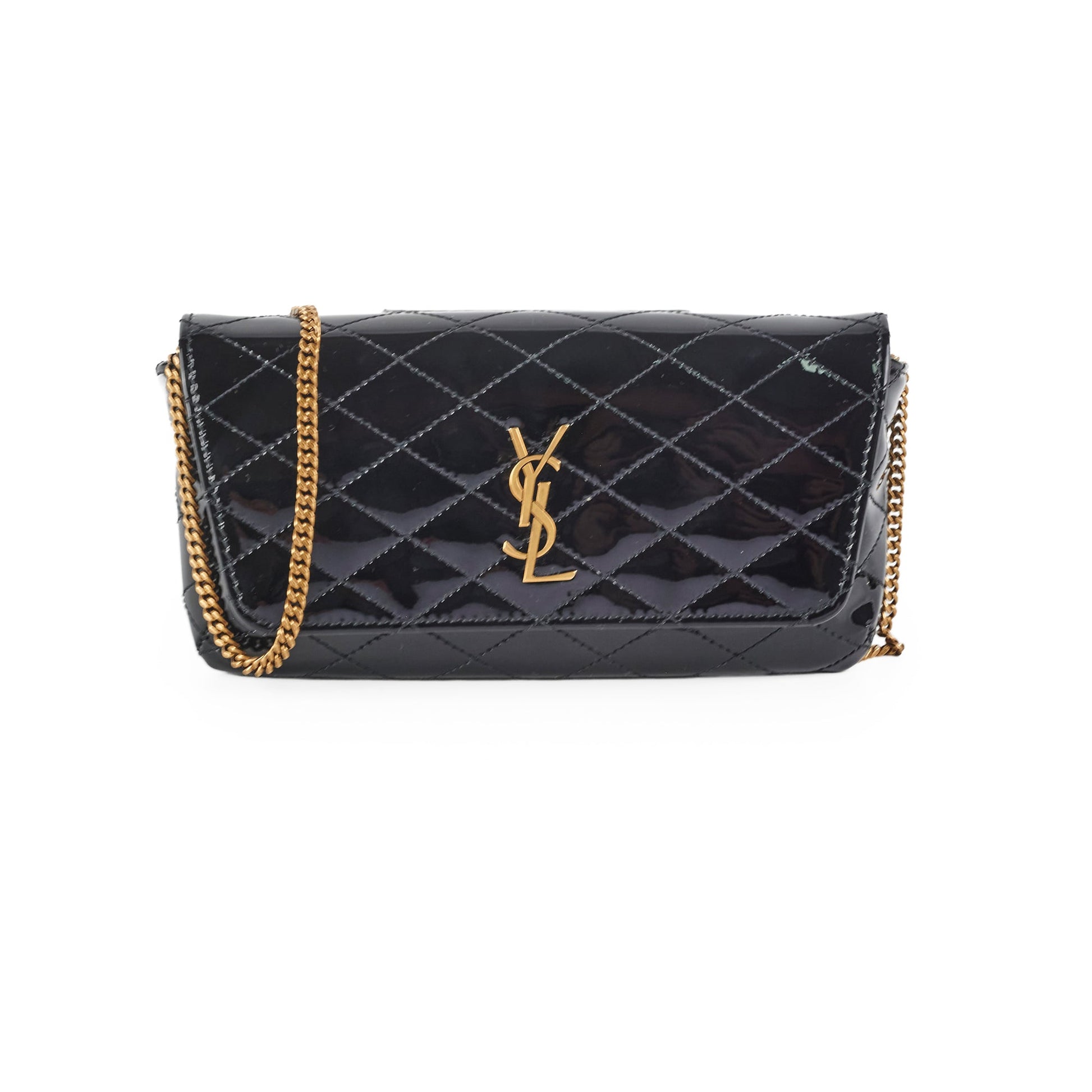 YSL Saint Laurent Gaby Crossbody Bag Patent Black