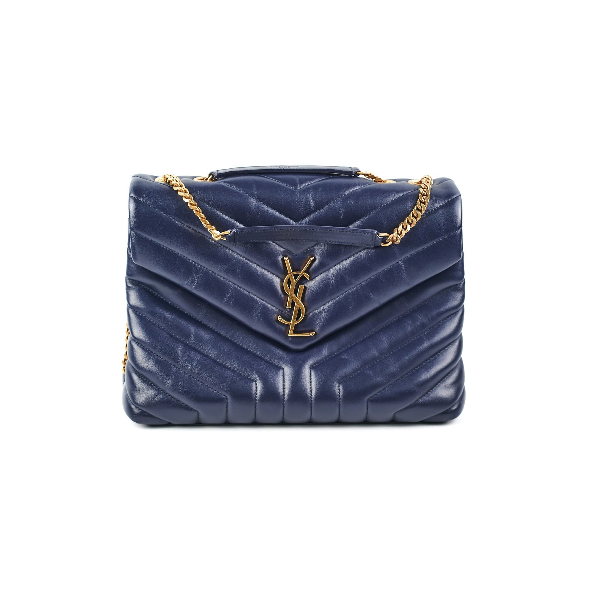YSL Saint Laurent Loulou Bag Navy Medium Shoulder Bag