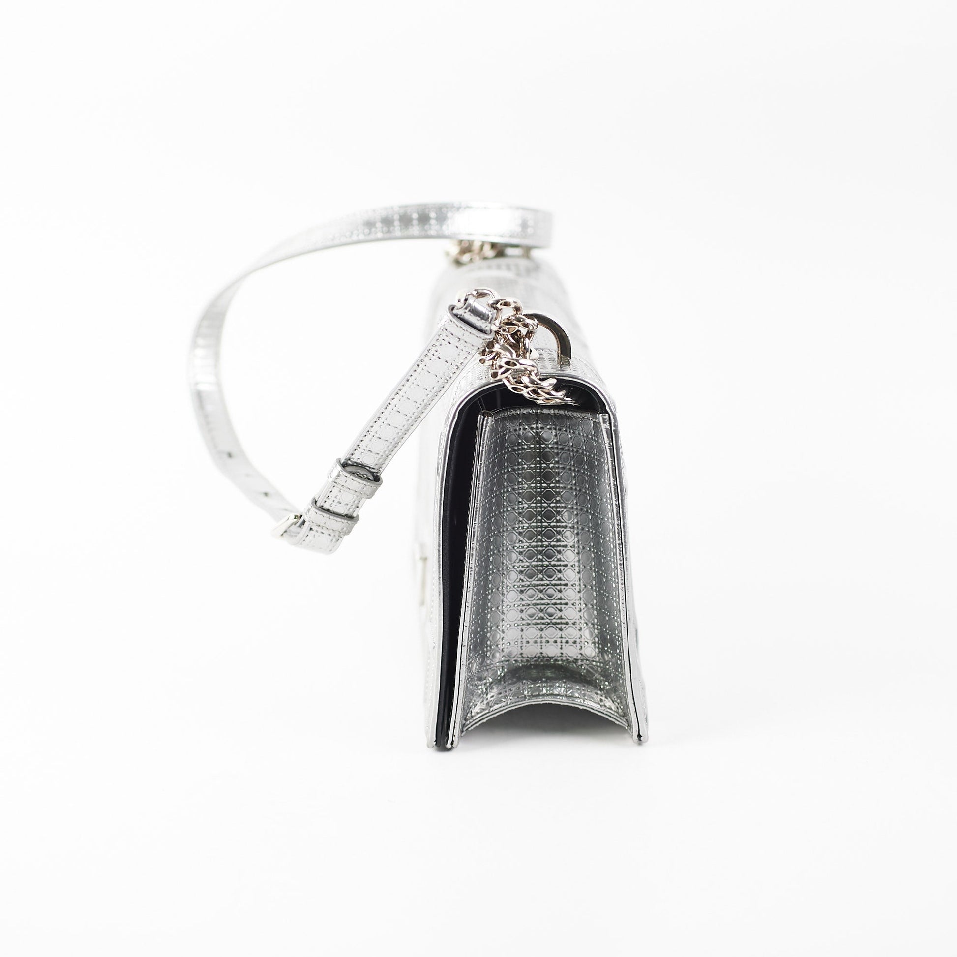 Dior ama Metallic Crossbody Bag Silver Medium