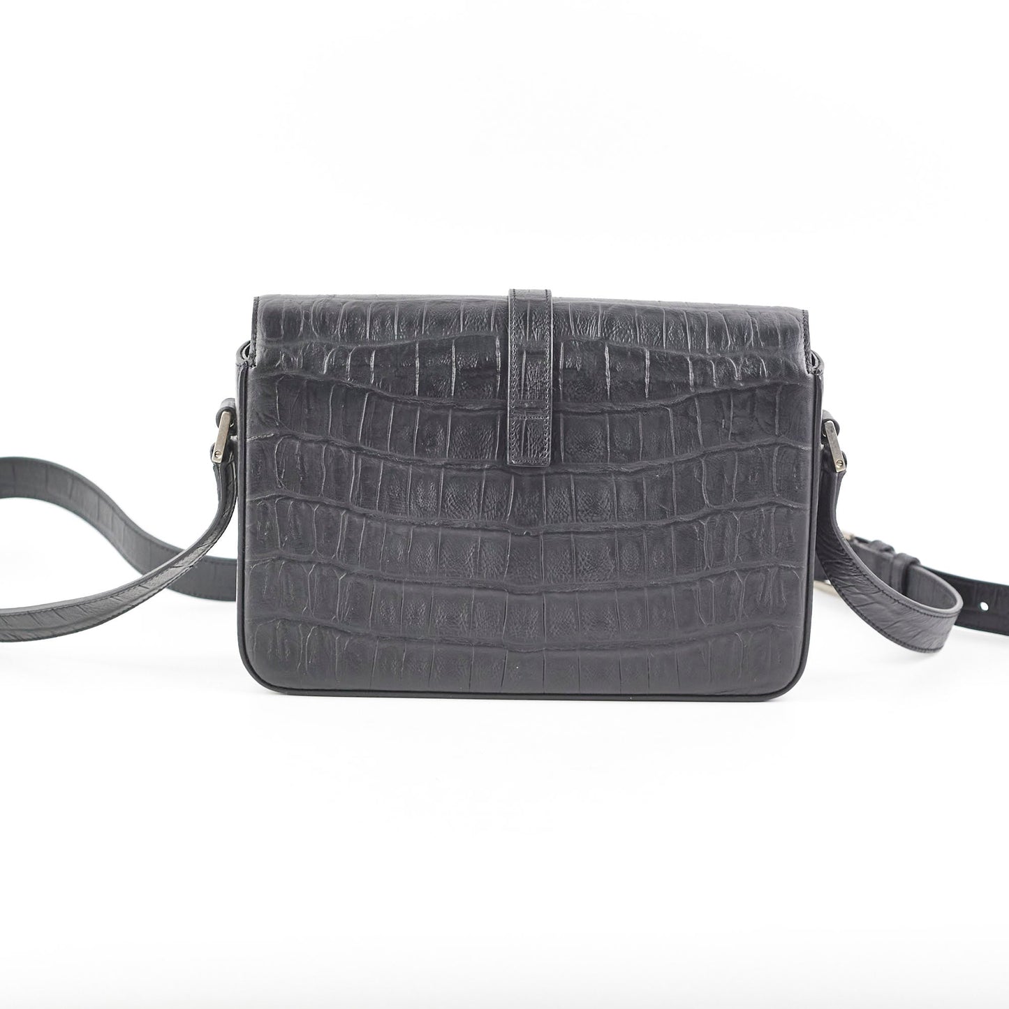 YSL Saint Laurent Croc Crossbody Black Embossed Crossbody Bag