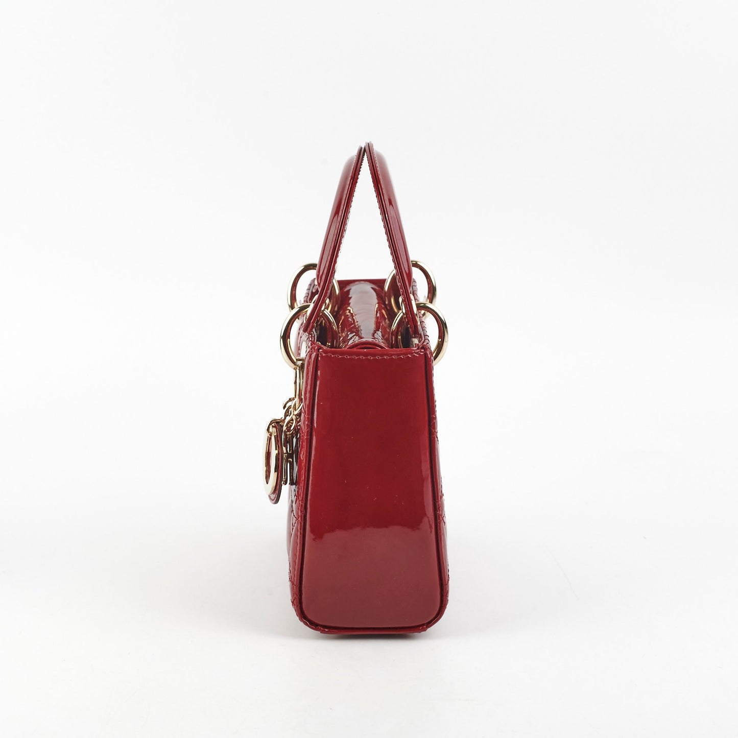 Dior Christian Lady Crossbody Bag Patent Red Mini