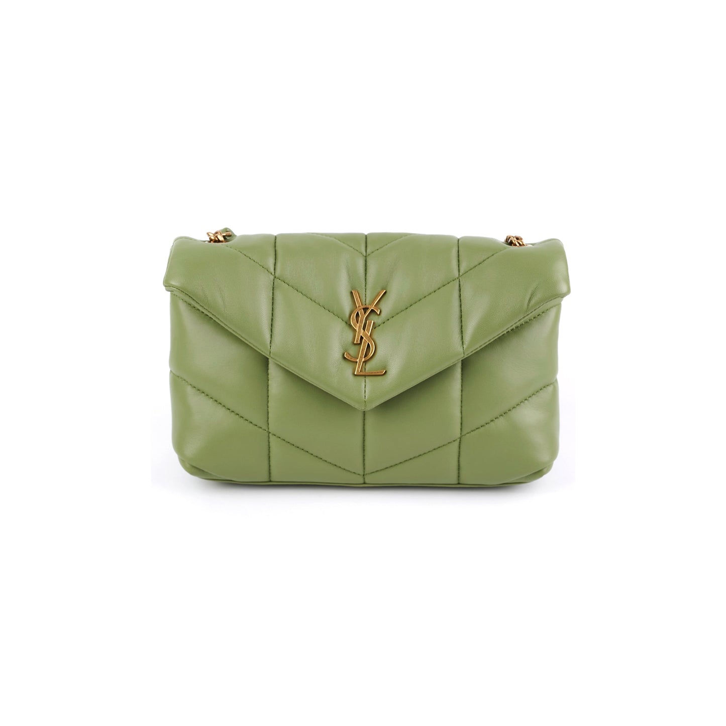 YSL Saint Laurent Puffer Shoulder Bag Green Toy