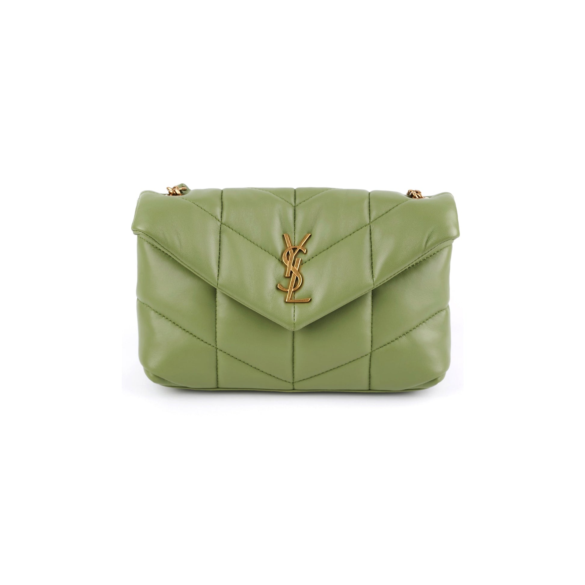 YSL Saint Laurent Puffer Shoulder Bag Green Toy