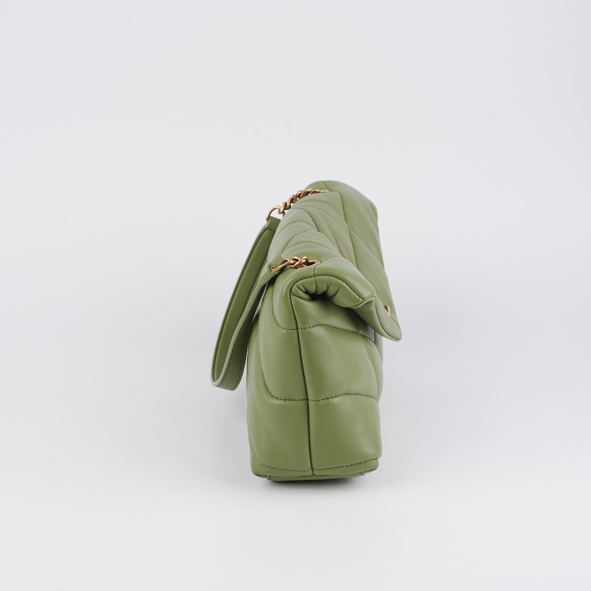 YSL Saint Laurent Puffer Shoulder Bag Green Toy