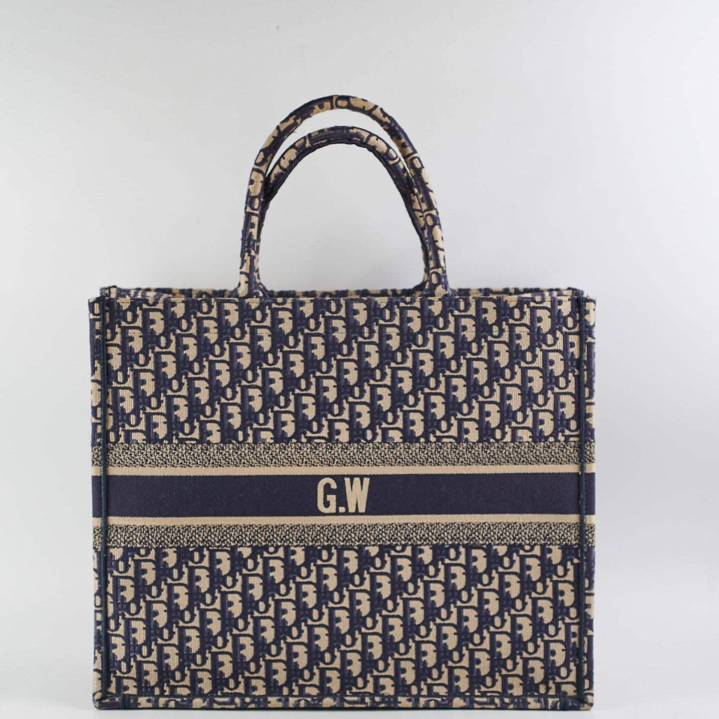 Dior Christian Oblique Book Tote Gw Initials Navy Shoulder Bag