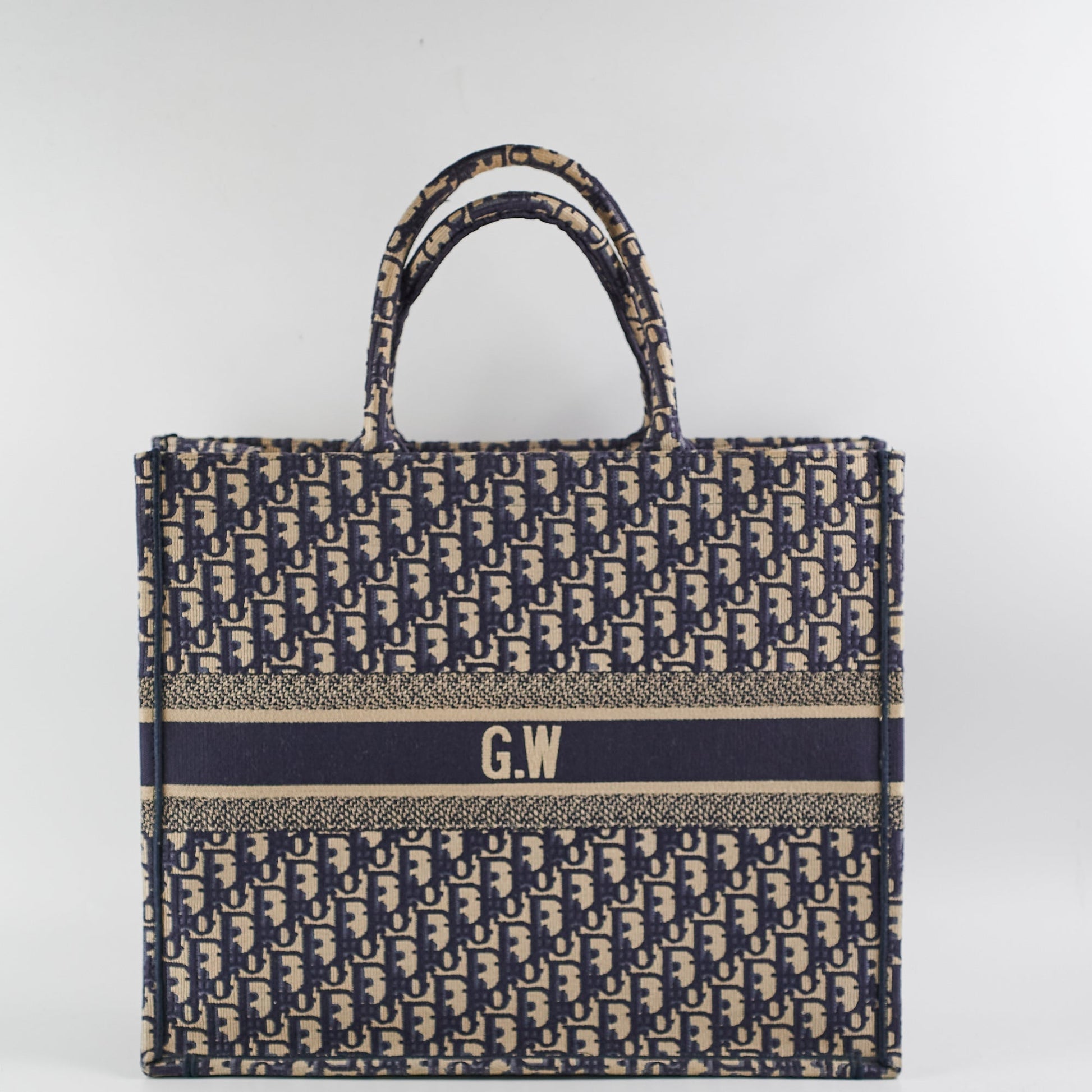 Dior Christian Oblique Book Tote Gw Initials Navy Shoulder Bag