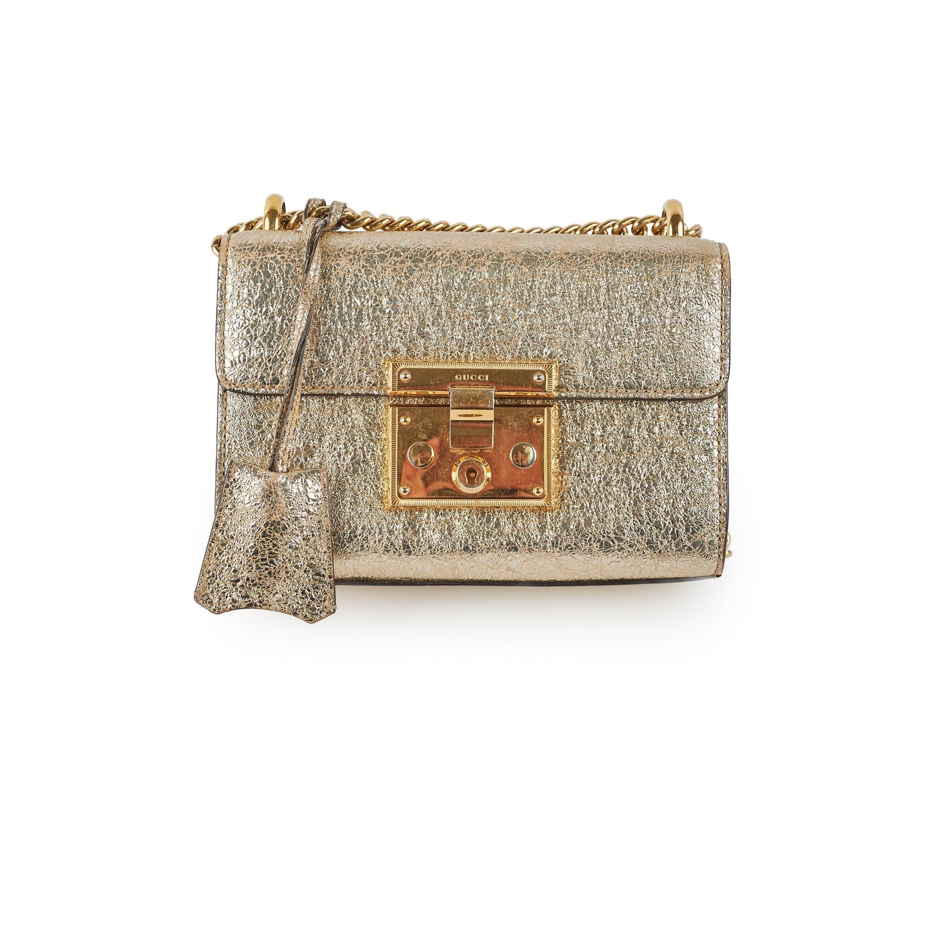 Gucci Padlock Metallic Crossbody Bag Gold Small