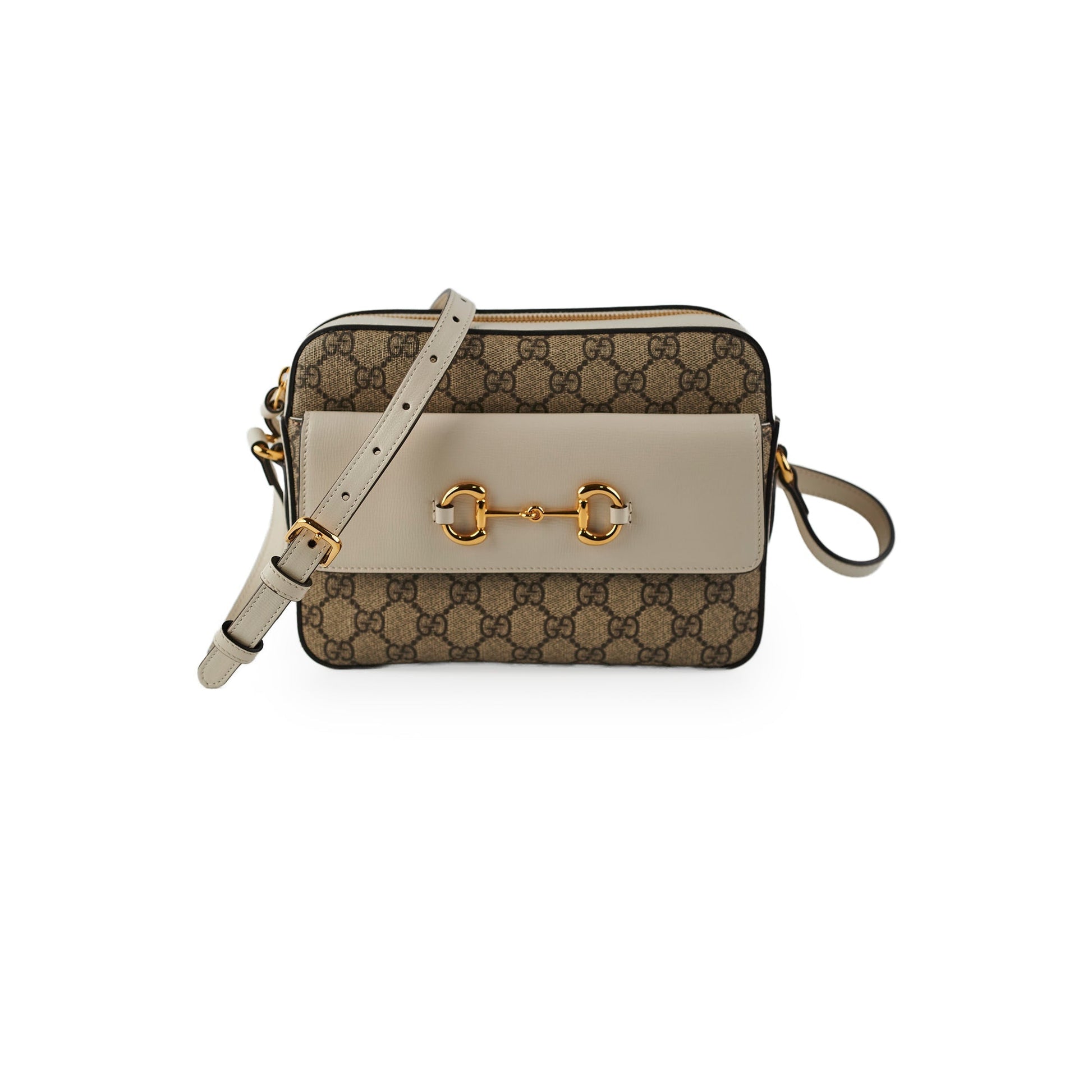 Gucci Horsebit Crossbody Monogram White Crossbody Bag