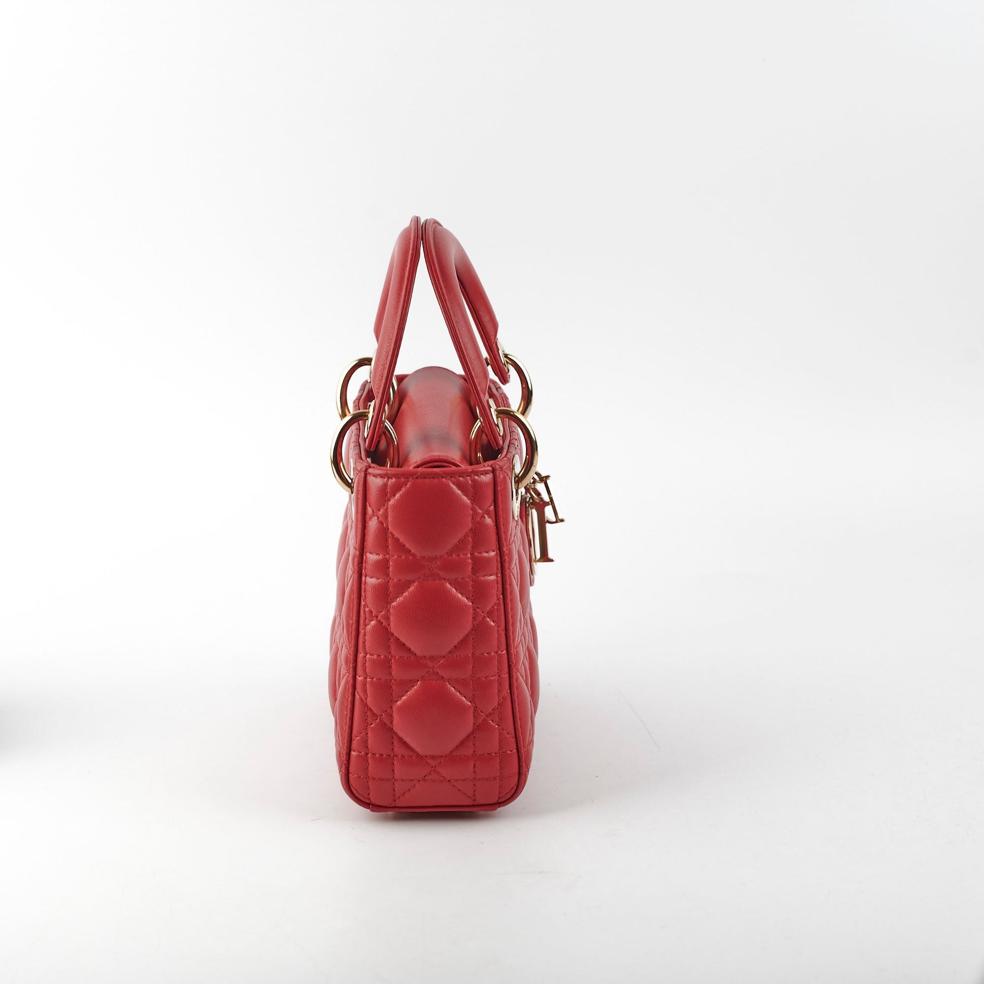 Dior Christian Lady Crossbody Bag Lambskin Red Mini