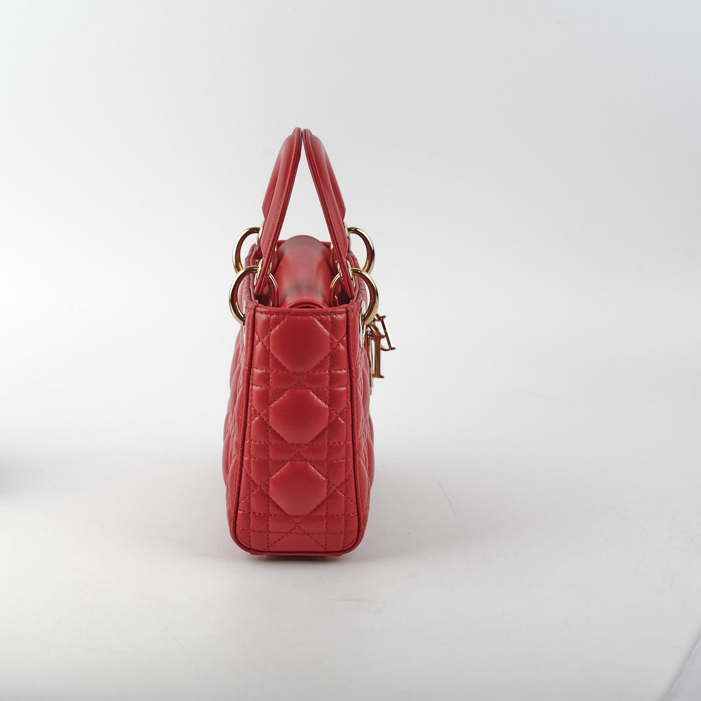 Dior Christian Lady Crossbody Bag Lambskin Red Mini