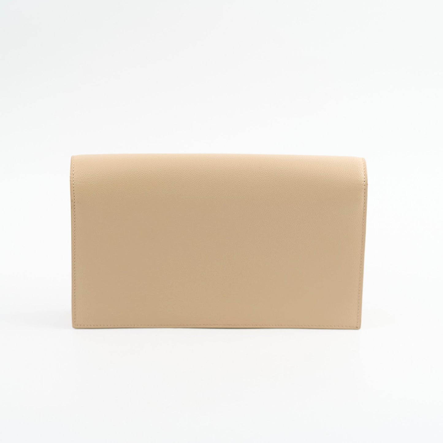 YSL Saint Laurent Clutch Grained Calfskin Beige Clutch Bag