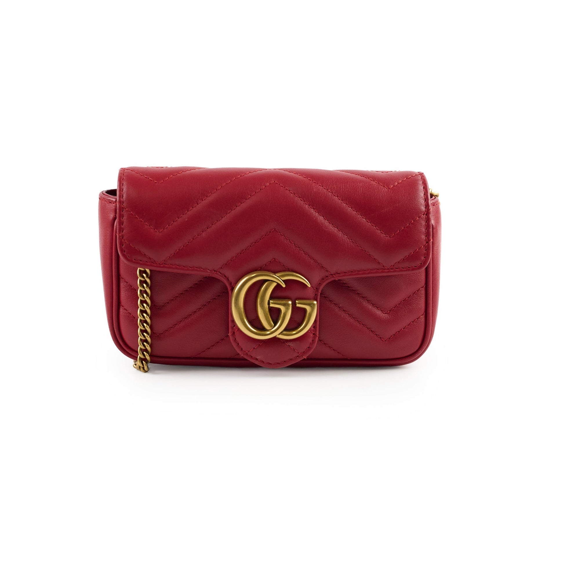 Gucci Super Marmont Crosbody Handbag Red Mini Travel Bag