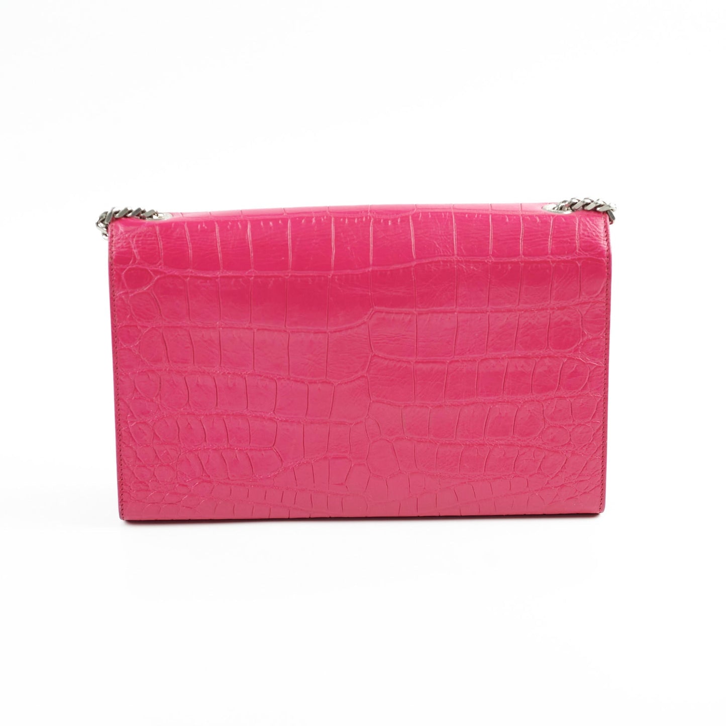 YSL Saint Laurent Croc Kate Tassle Bag Pink Embossed Shoulder Bag