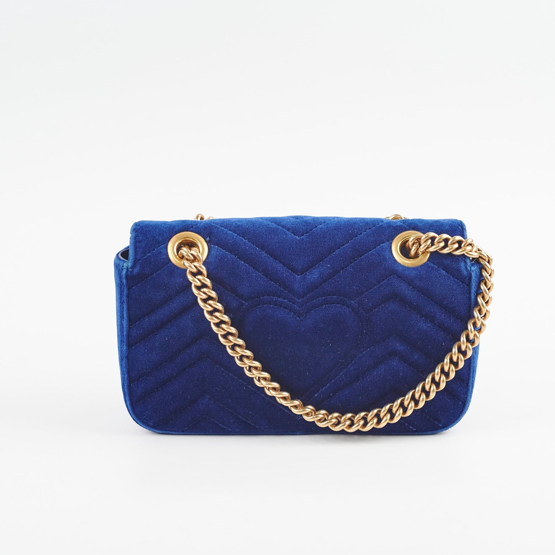 Gucci Marmont Shoulder Bag Navy Velvet Blue Mini Crossbody Bag