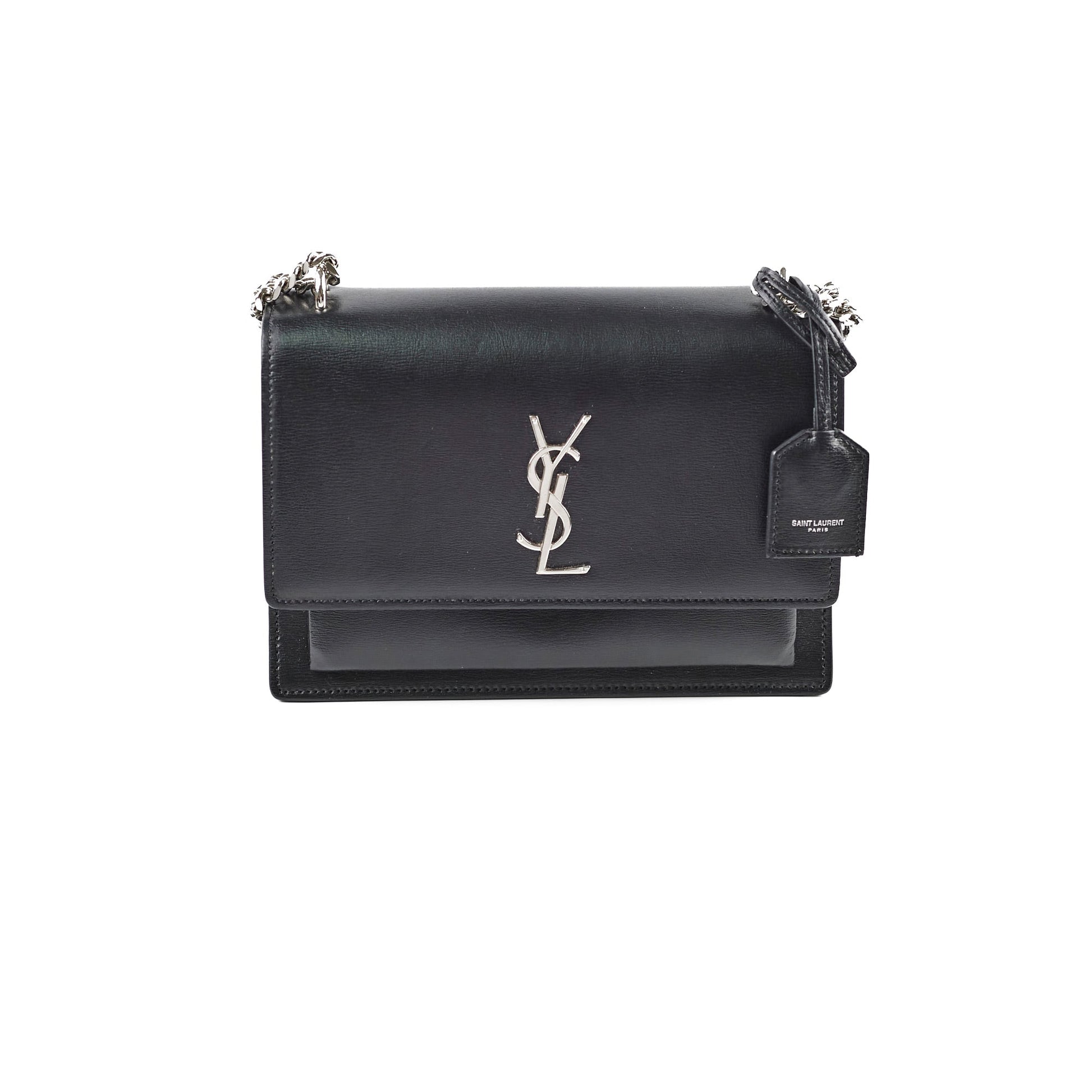 YSL Saint Laurent Sunset Crossbody Bag Black Medium Sunset Medium Black