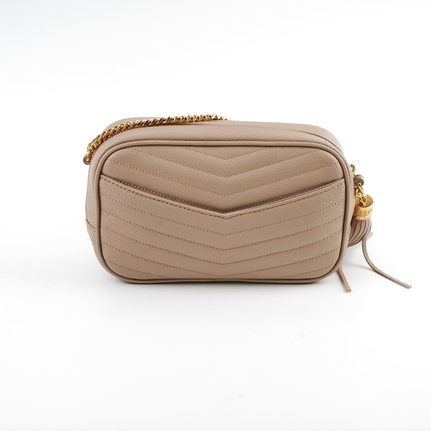 YSL Saint Laurent Lou Dark Camera Crossbody Bag Beige Mini