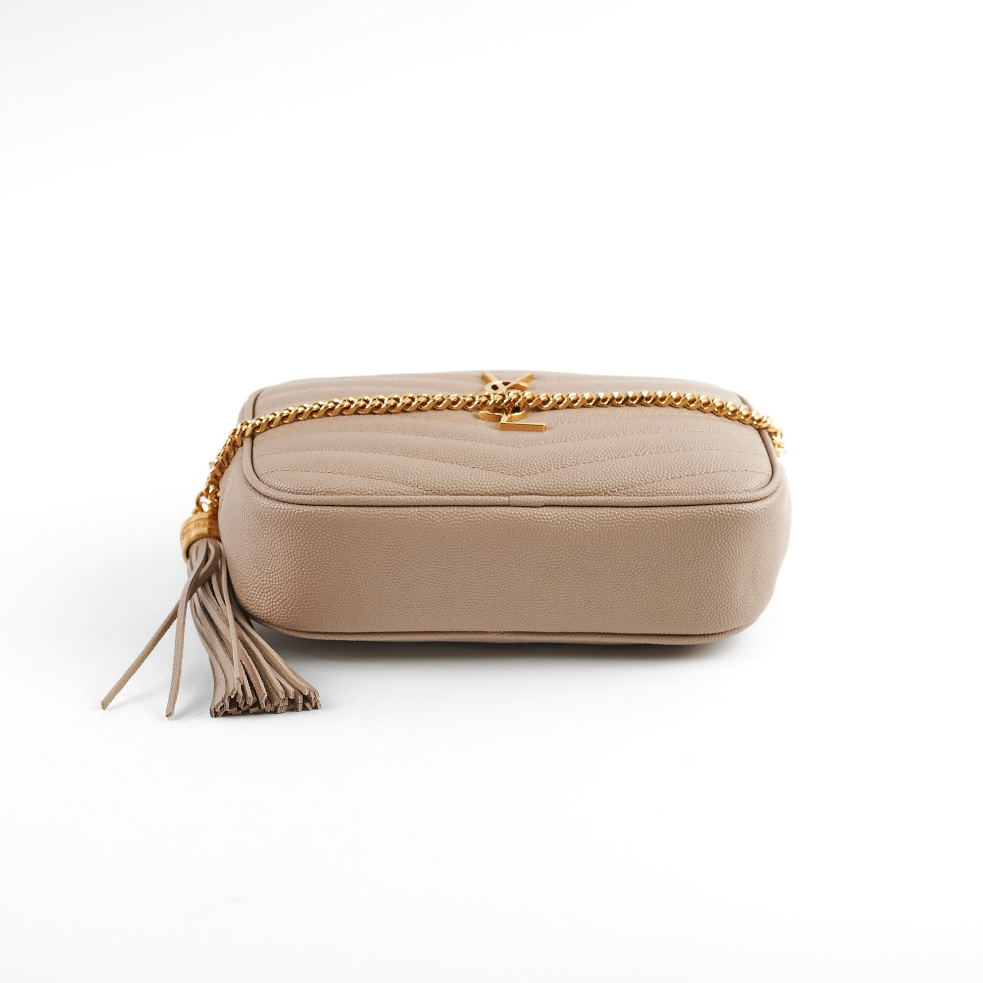 YSL Saint Laurent Lou Dark Camera Crossbody Bag Beige Mini