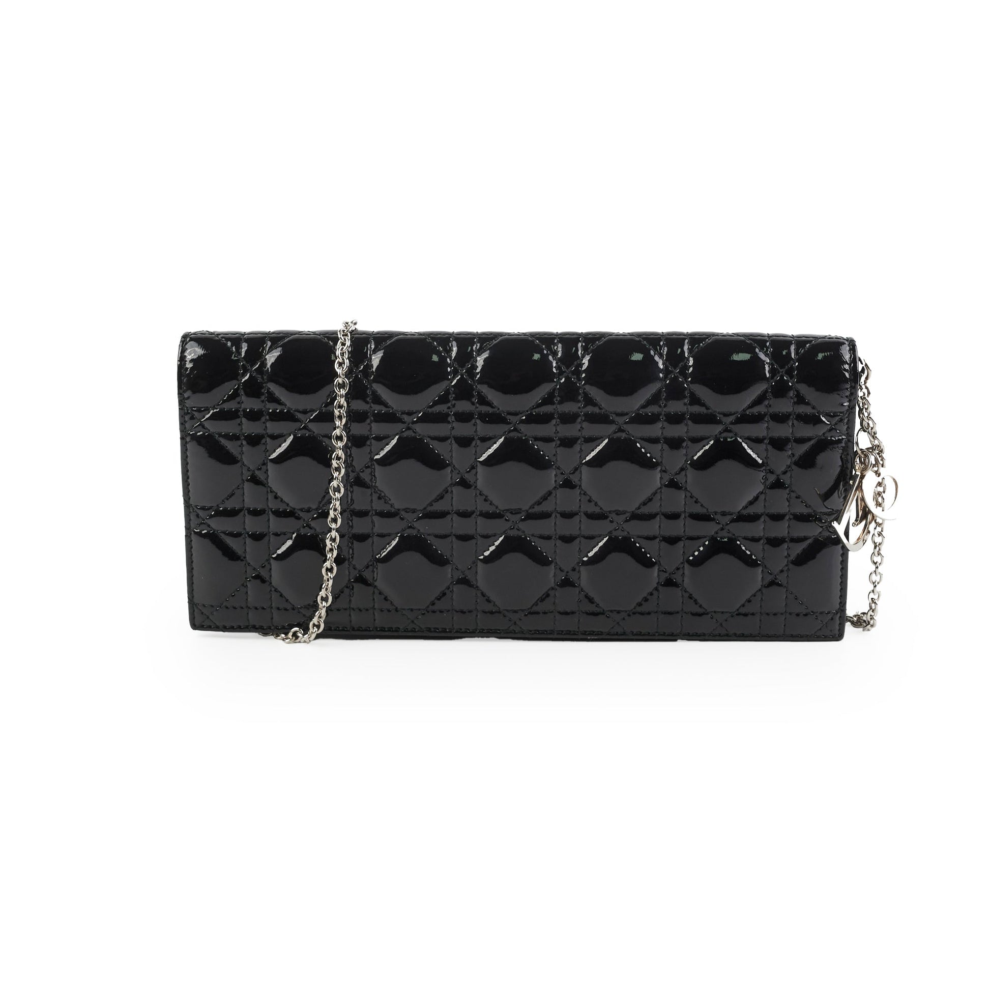 Dior Christian Clutch On Patent Black Chain Clutch Bag