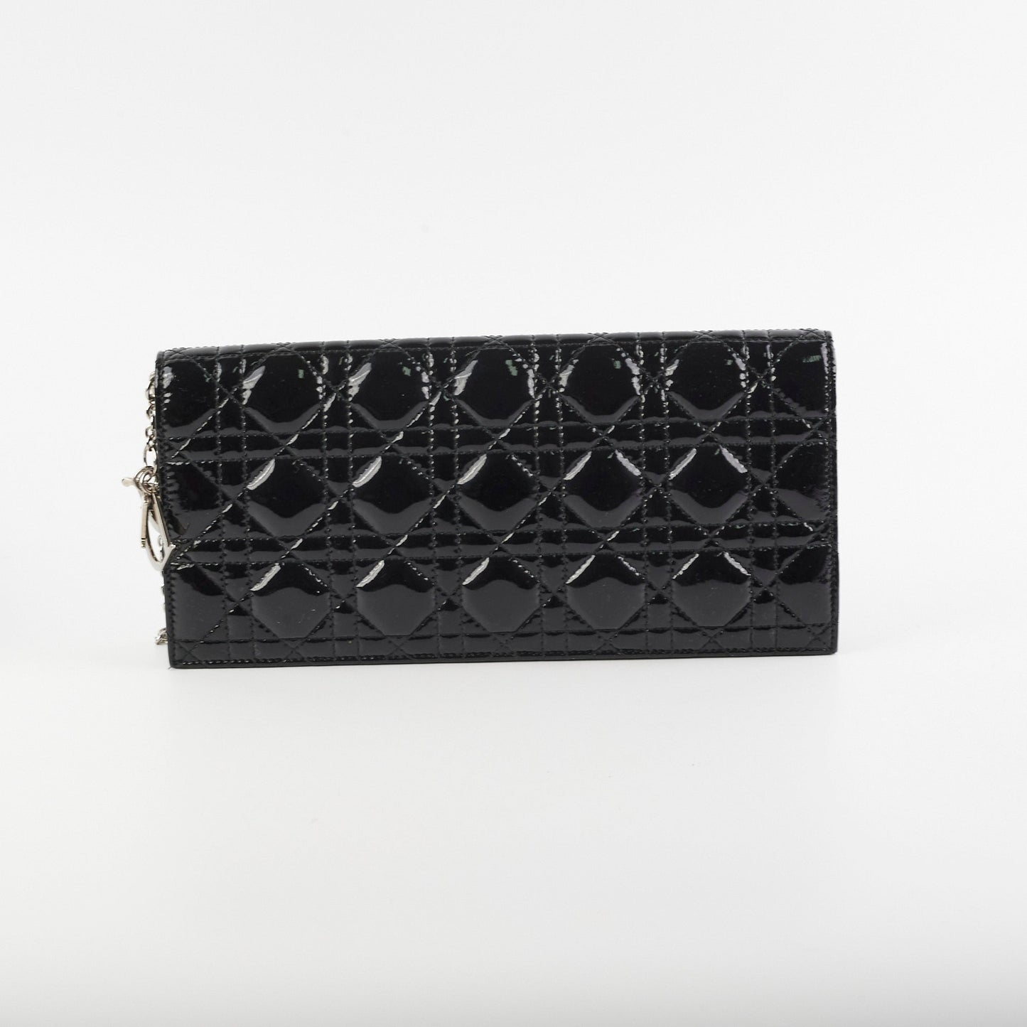 Dior Christian Clutch On Patent Black Chain Clutch Bag