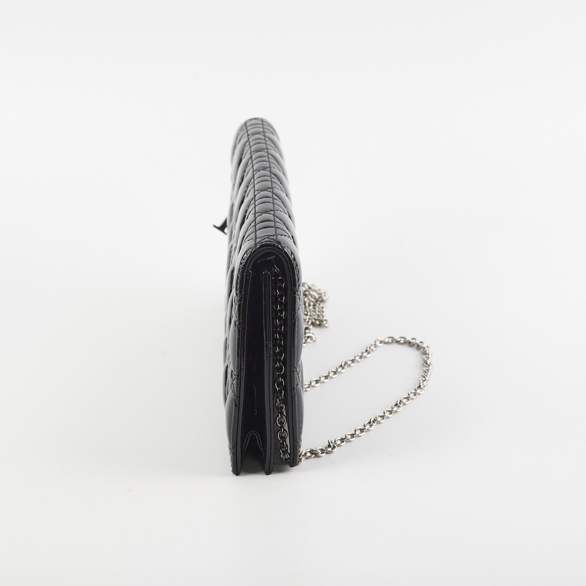 Dior Christian Clutch On Patent Black Chain Clutch Bag