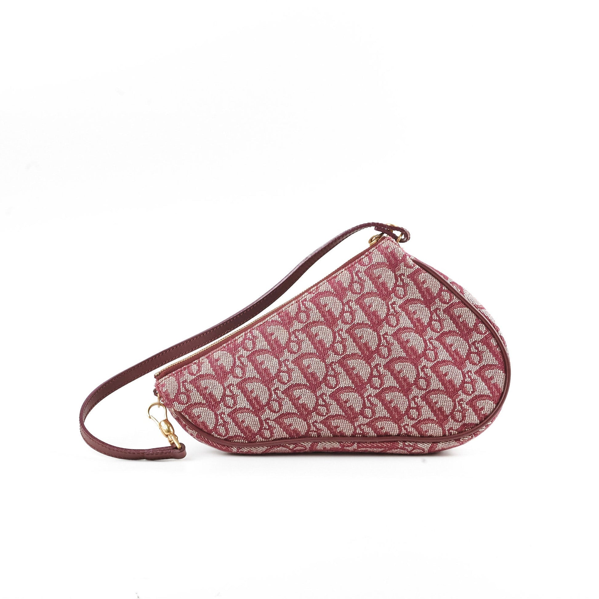 Dior Christian Saddle Shoulder Bag Burgundy Mini