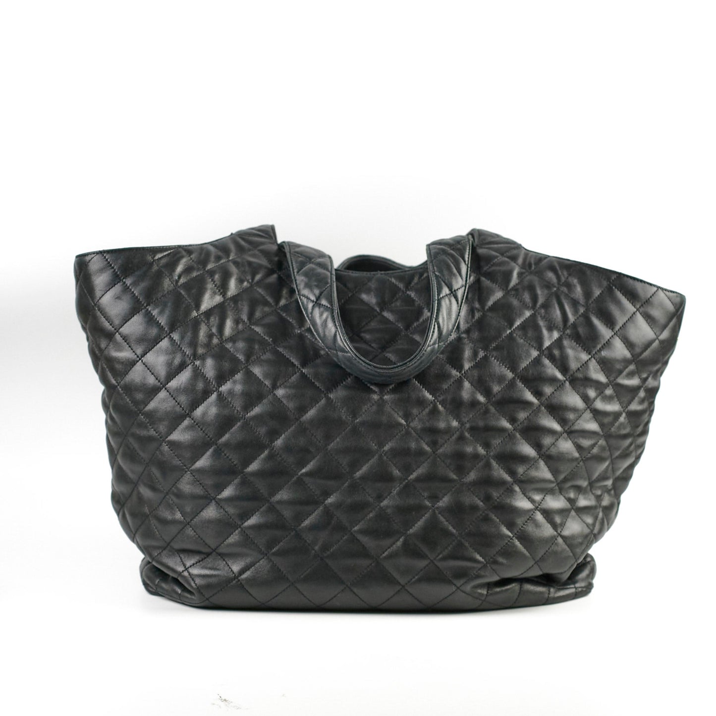 YSL Saint Laurent Shopping Bag Lambskin Quilted Black Tote Bag
