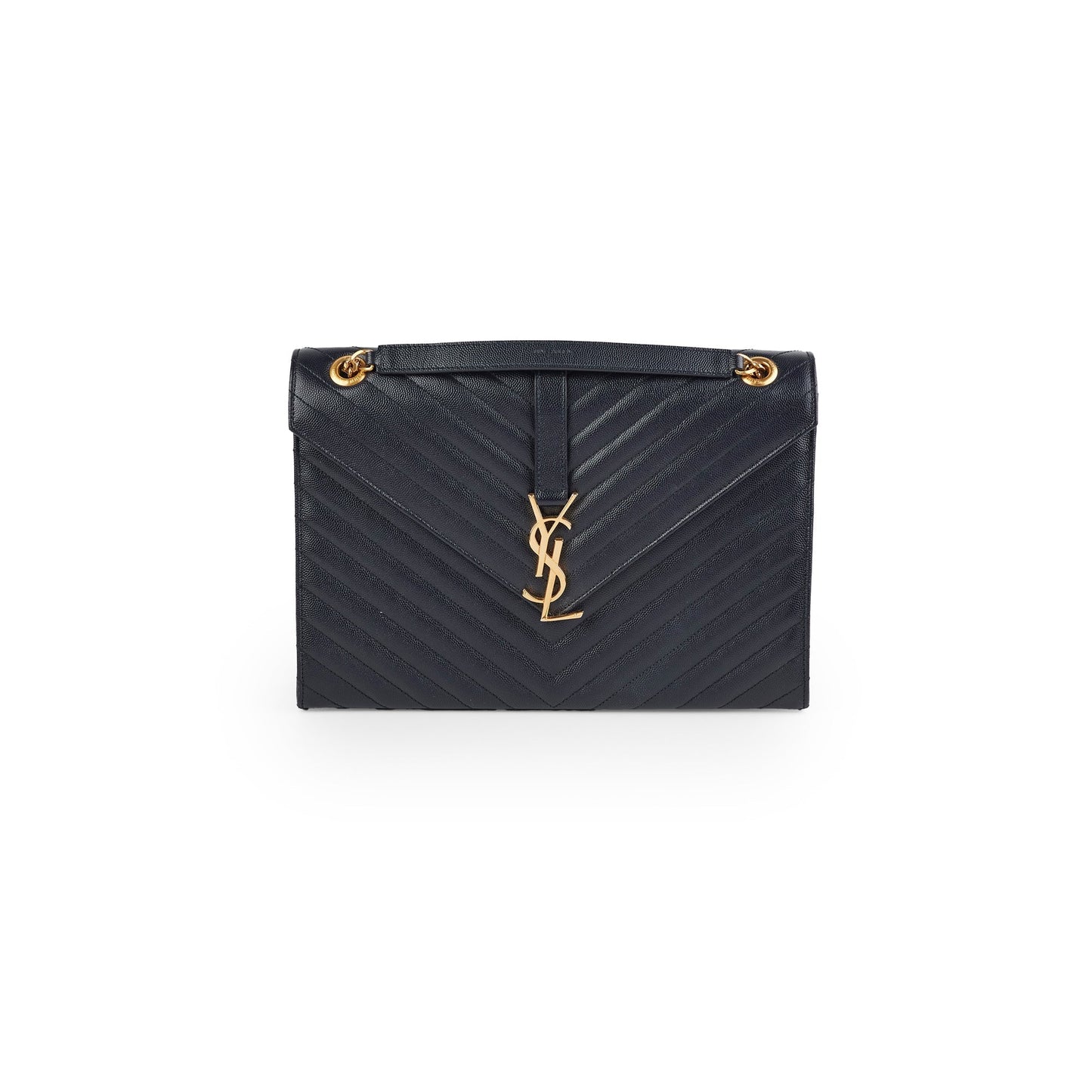 YSL Saint Laurent Envelope Shoulder Bag Navy Large