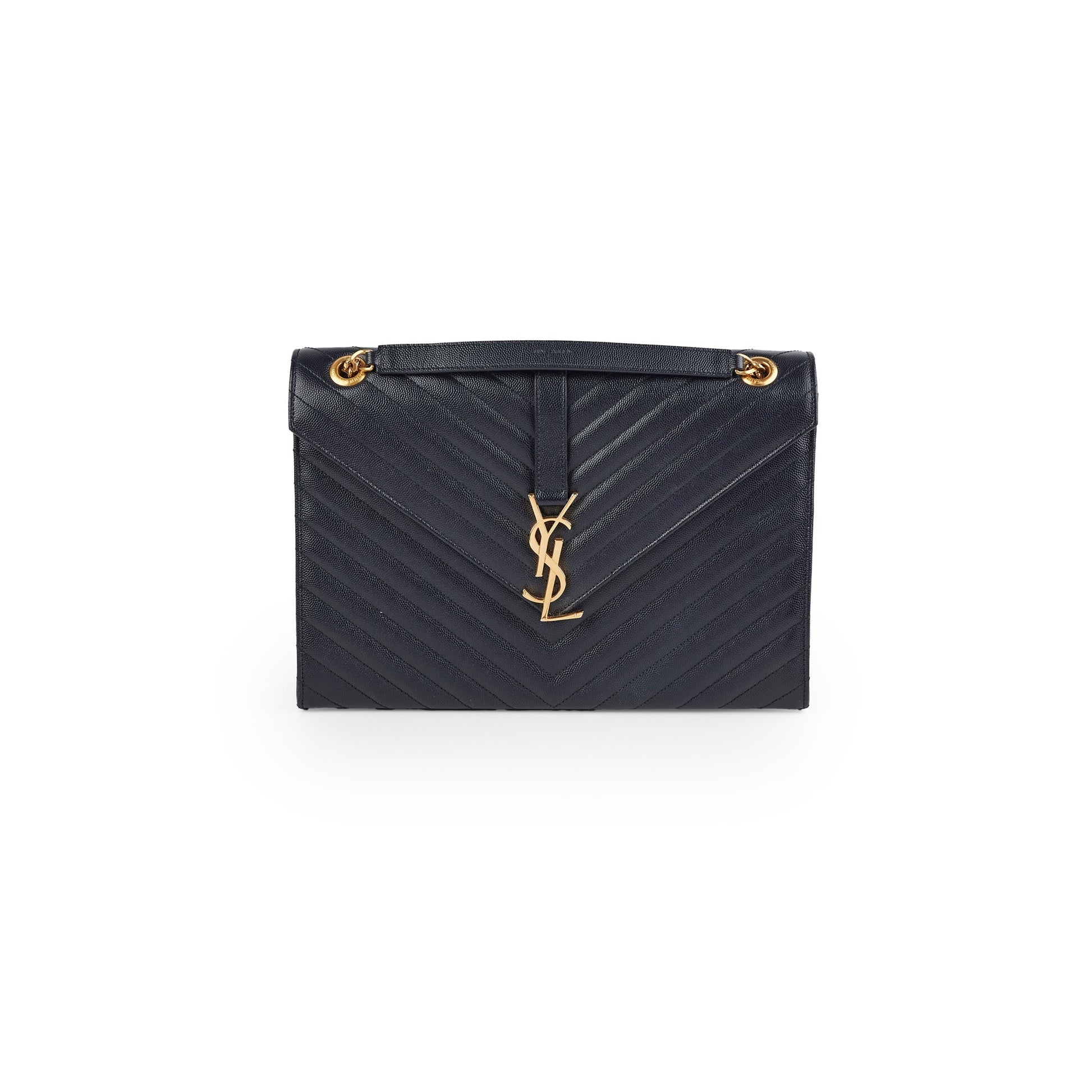 YSL Saint Laurent Envelope Shoulder Bag Navy Large