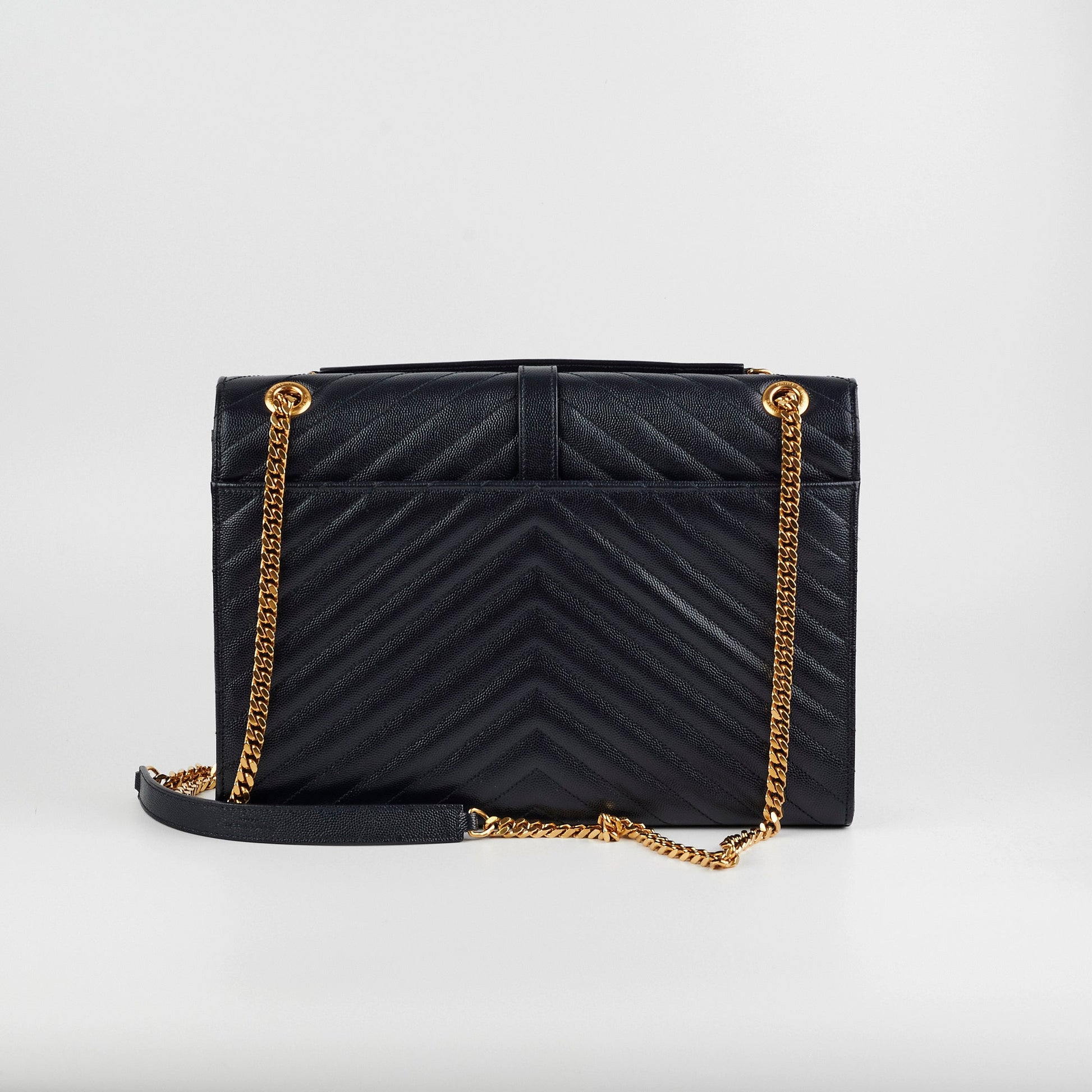 YSL Saint Laurent Envelope Shoulder Bag Navy Large