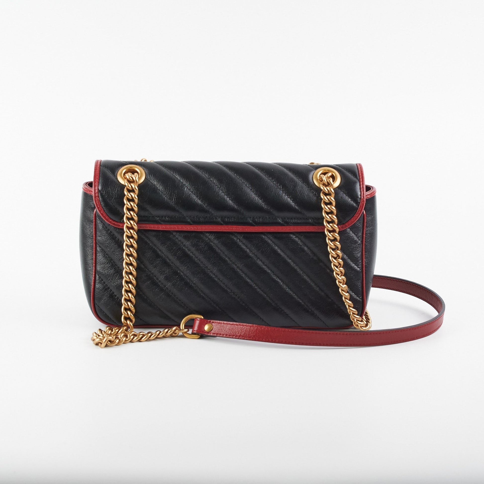 Gucci Marmont Shoulder Bag Black Red Crossbody Bag