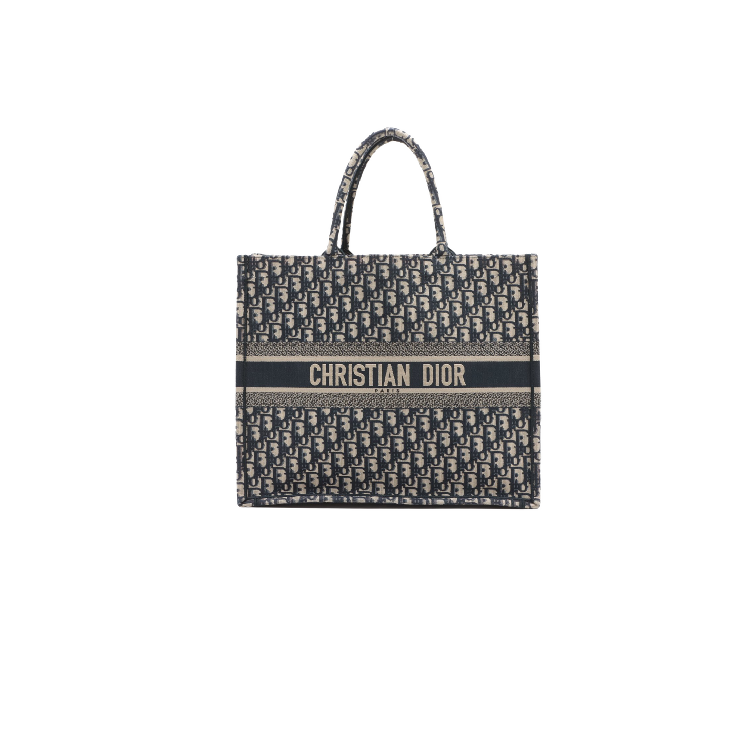 Dior Christian Oblique Book Tote Bag Navy Large