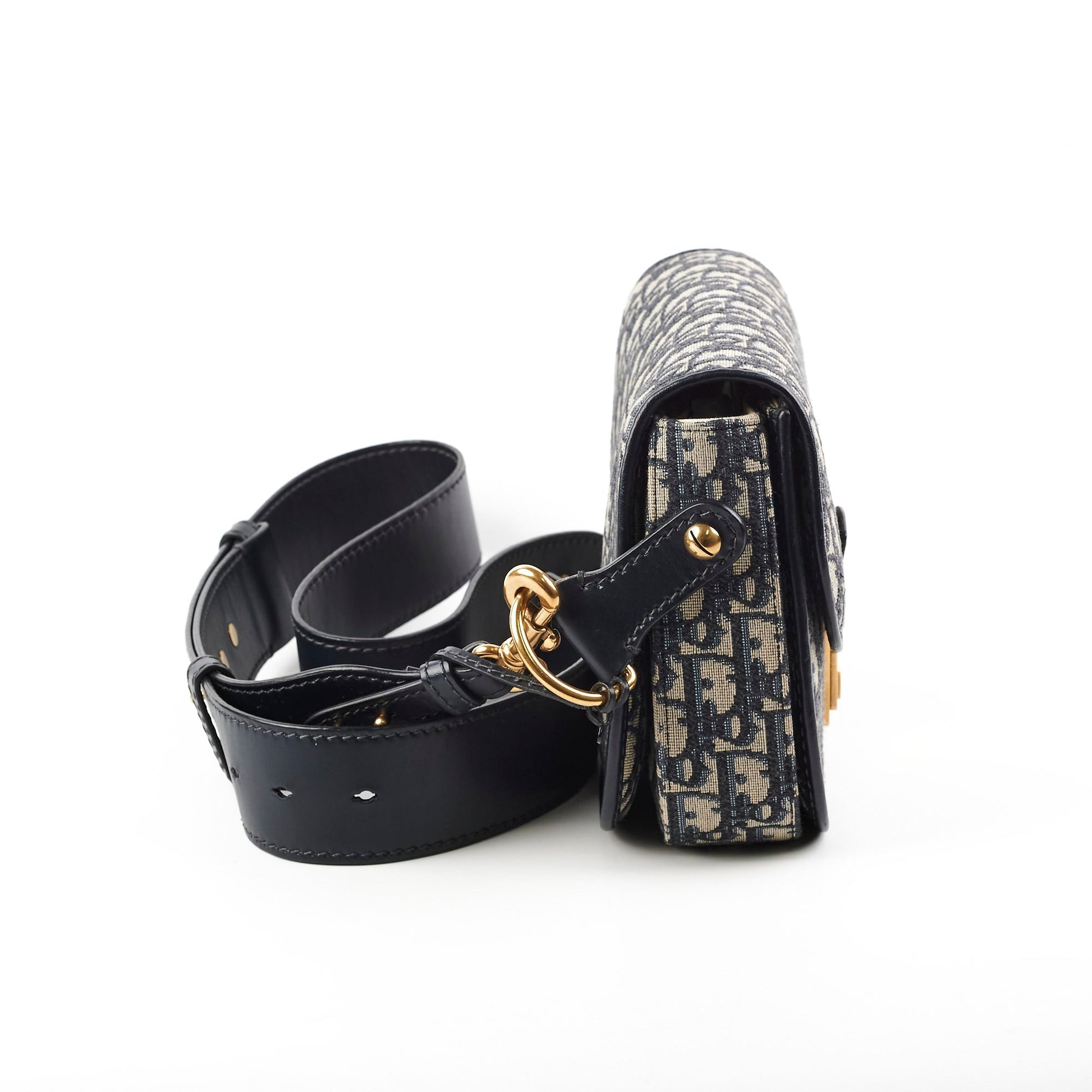 Dior Christian Totter Oblique Crossbody Navy Flap Crossbody Bag