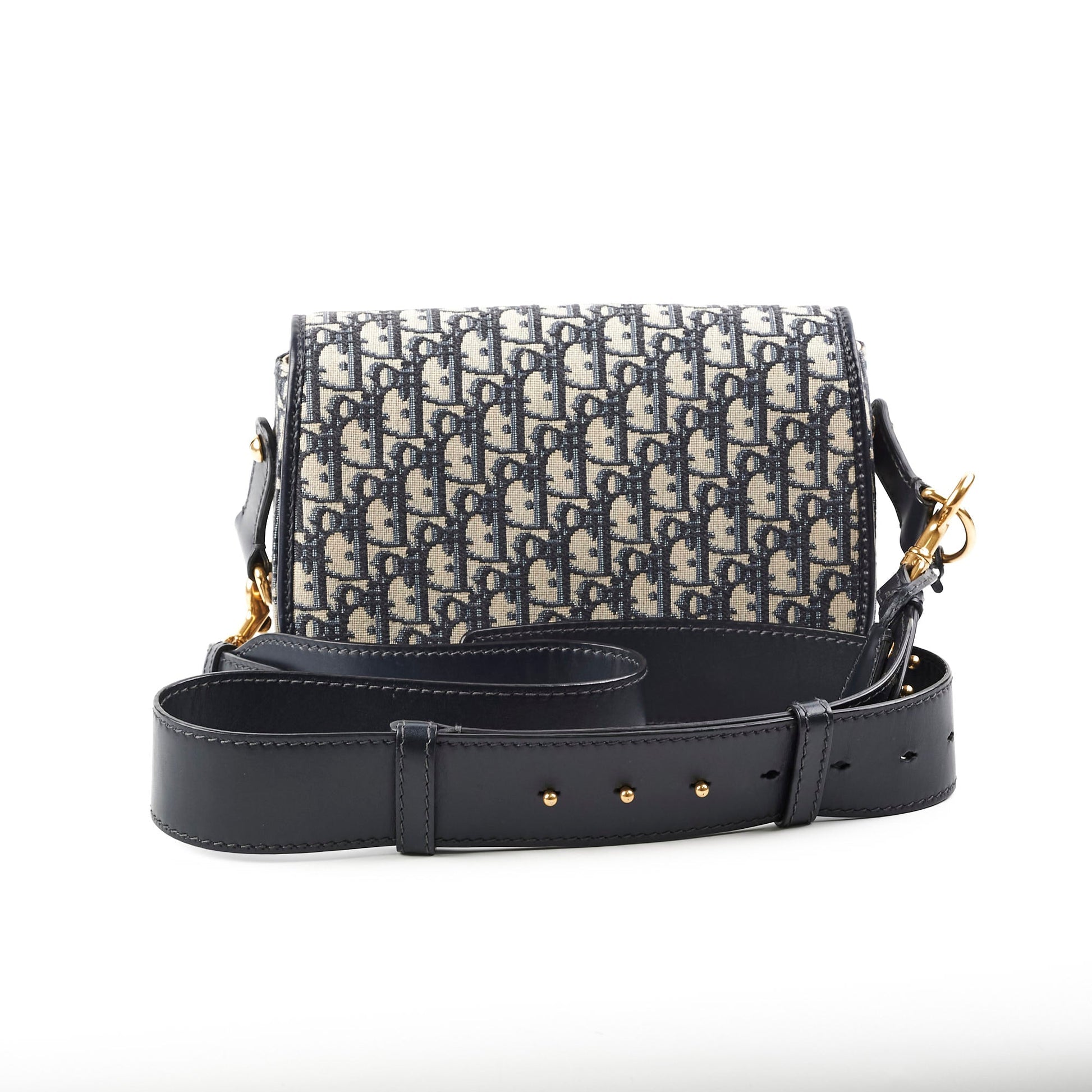 Dior Christian Totter Oblique Crossbody Navy Flap Crossbody Bag