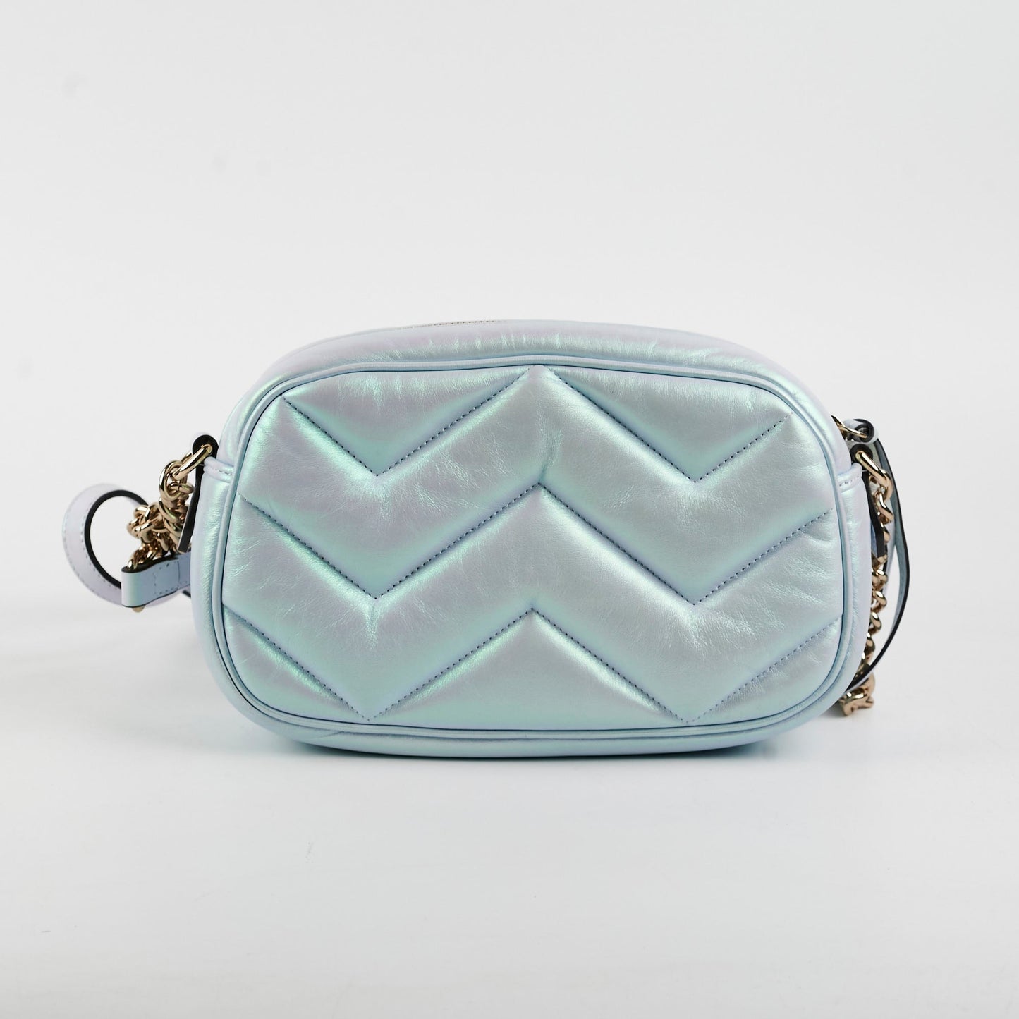 Gucci Marmont Camera Bag Iridescent Blue Small Crossbody Bag