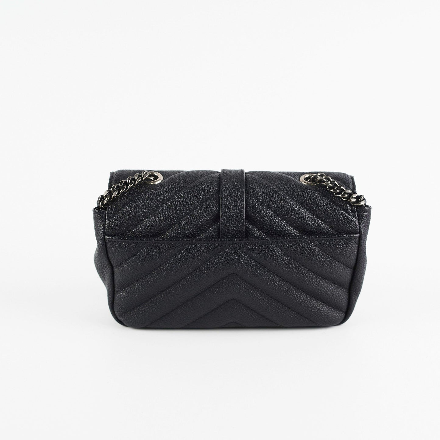 YSL Saint Laurent Chevron Crossbody Bag Black Baby Chain