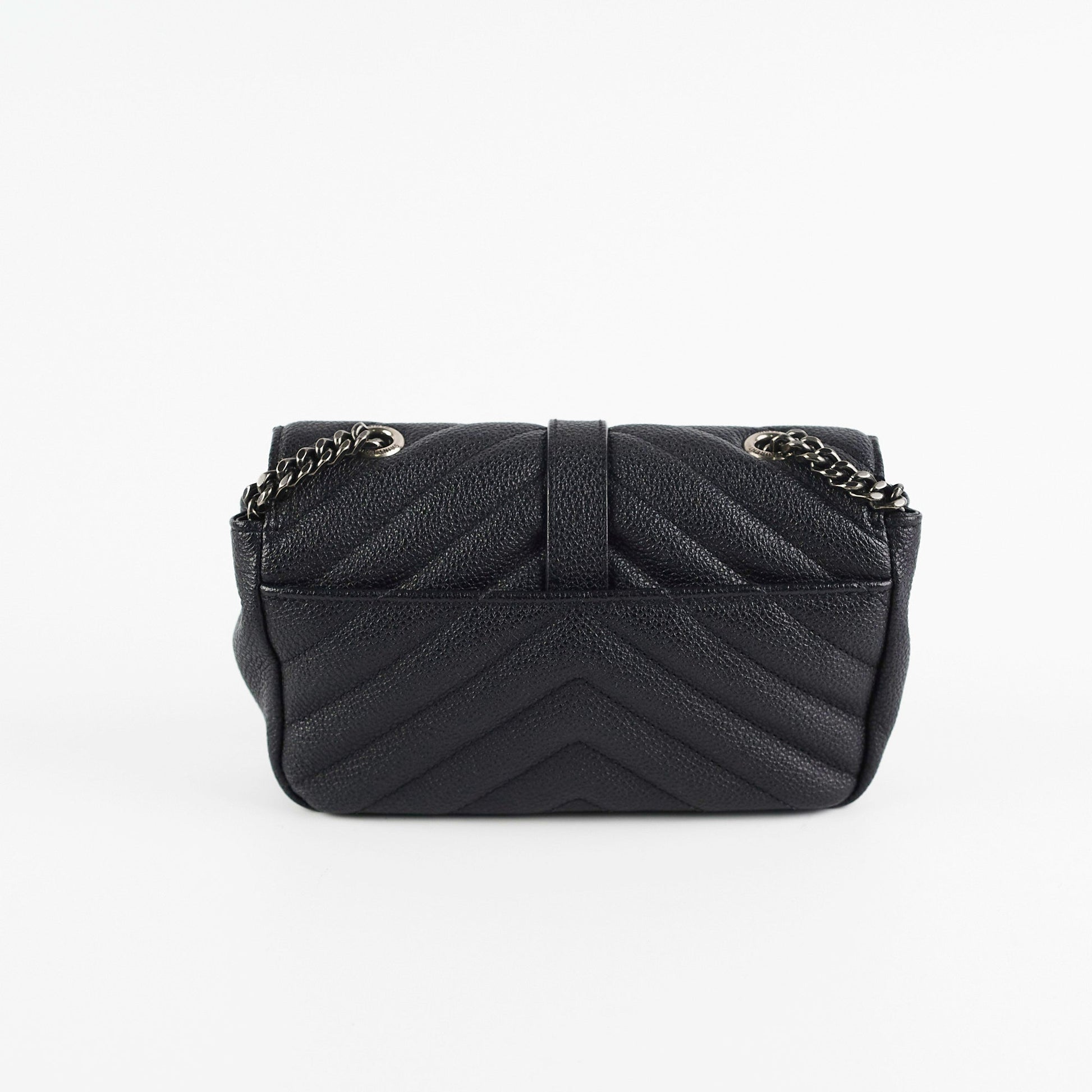 YSL Saint Laurent Chevron Crossbody Bag Black Baby Chain