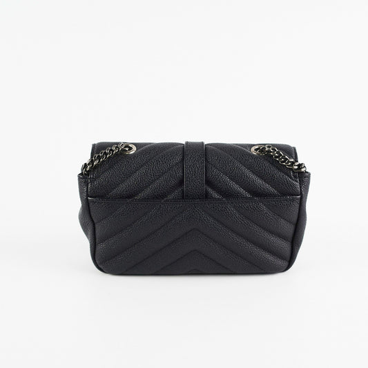 YSL Saint Laurent Chevron Crossbody Bag Black Baby Chain