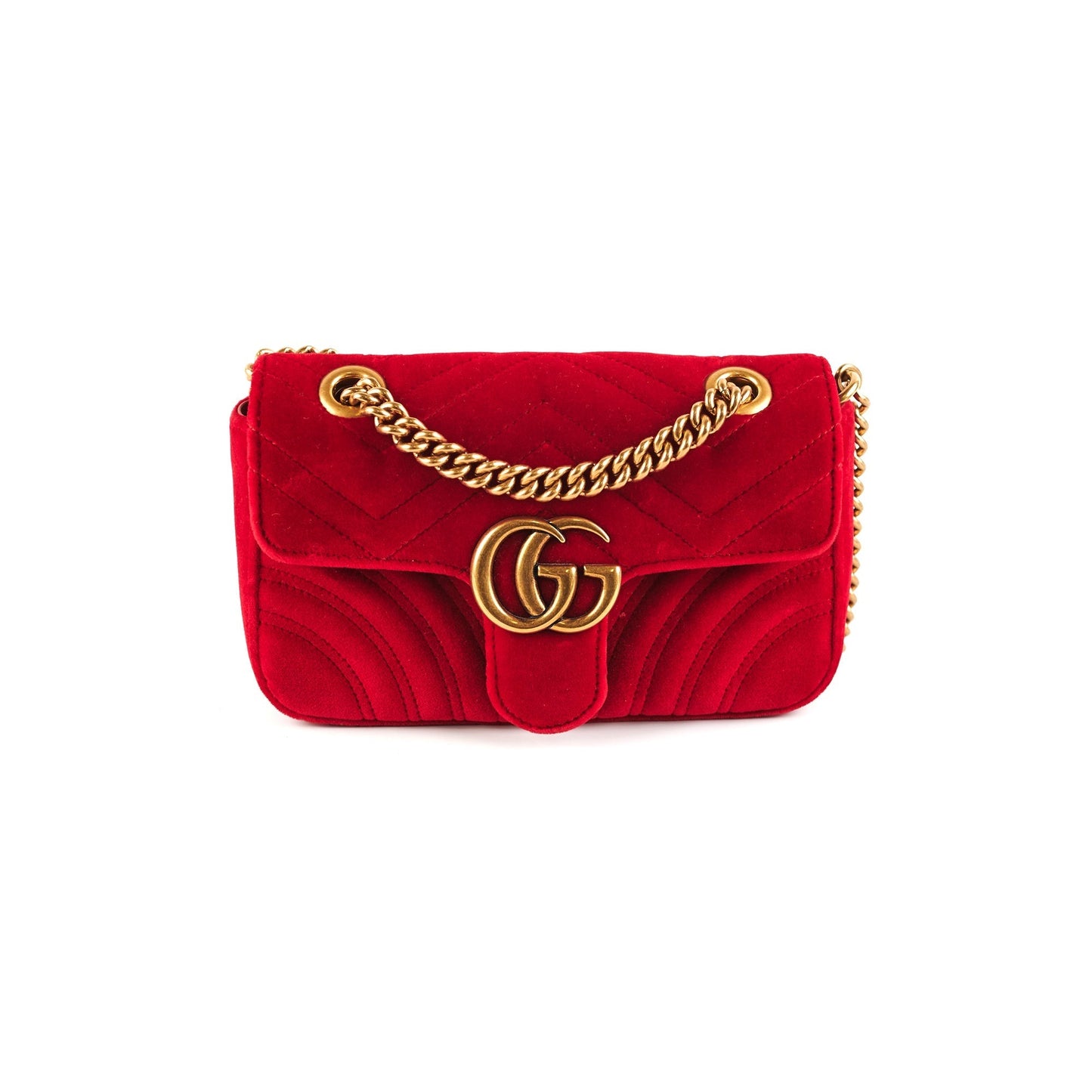 Gucci Marmont Velvet Crossbody Bag Red Mini