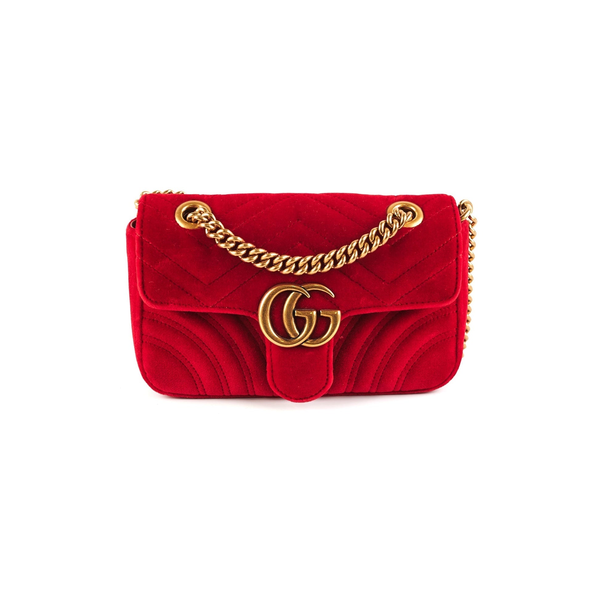 Gucci Marmont Velvet Crossbody Bag Red Mini