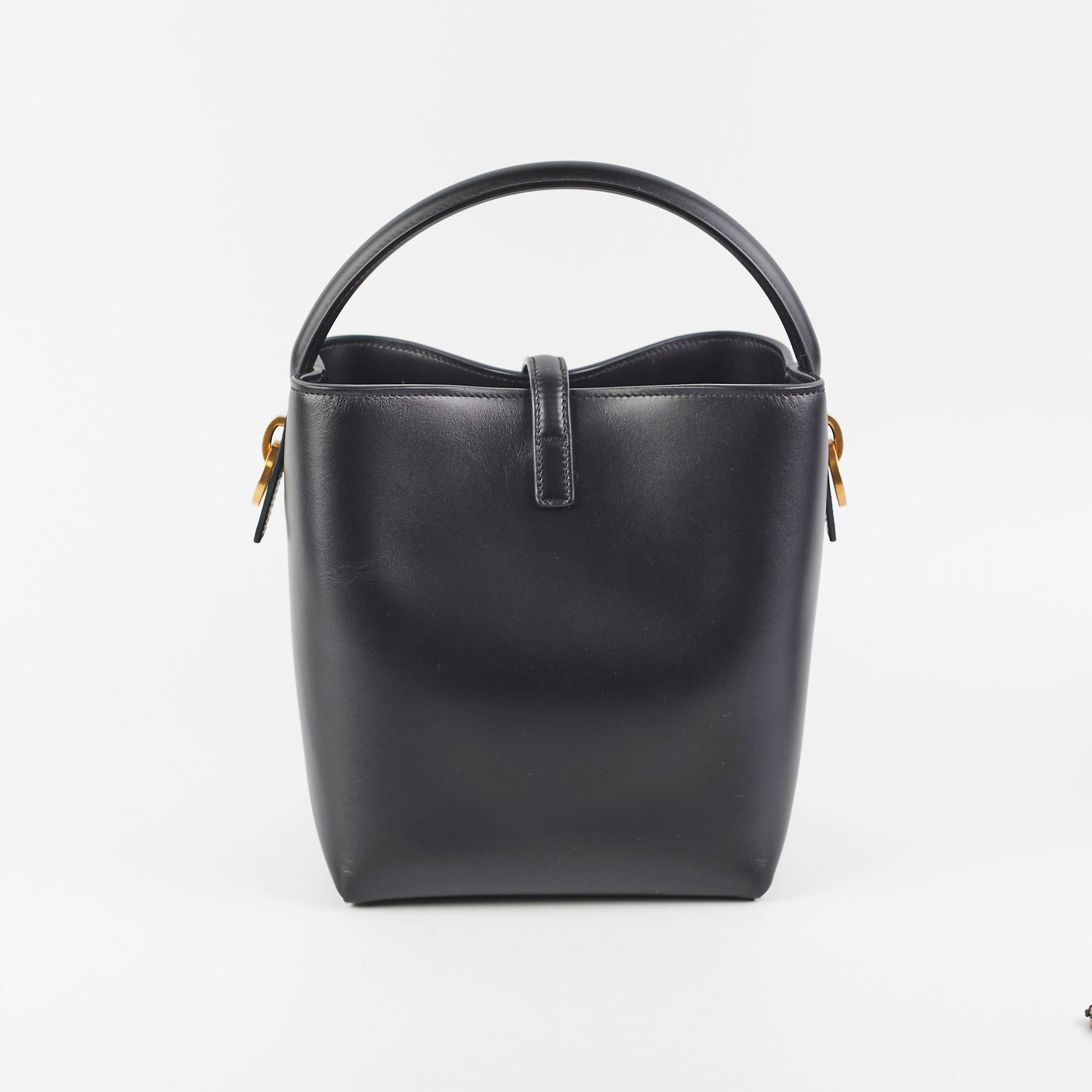 YSL Saint Laurent 17377 Saint Laurent 37 Small Black Bucket Bag