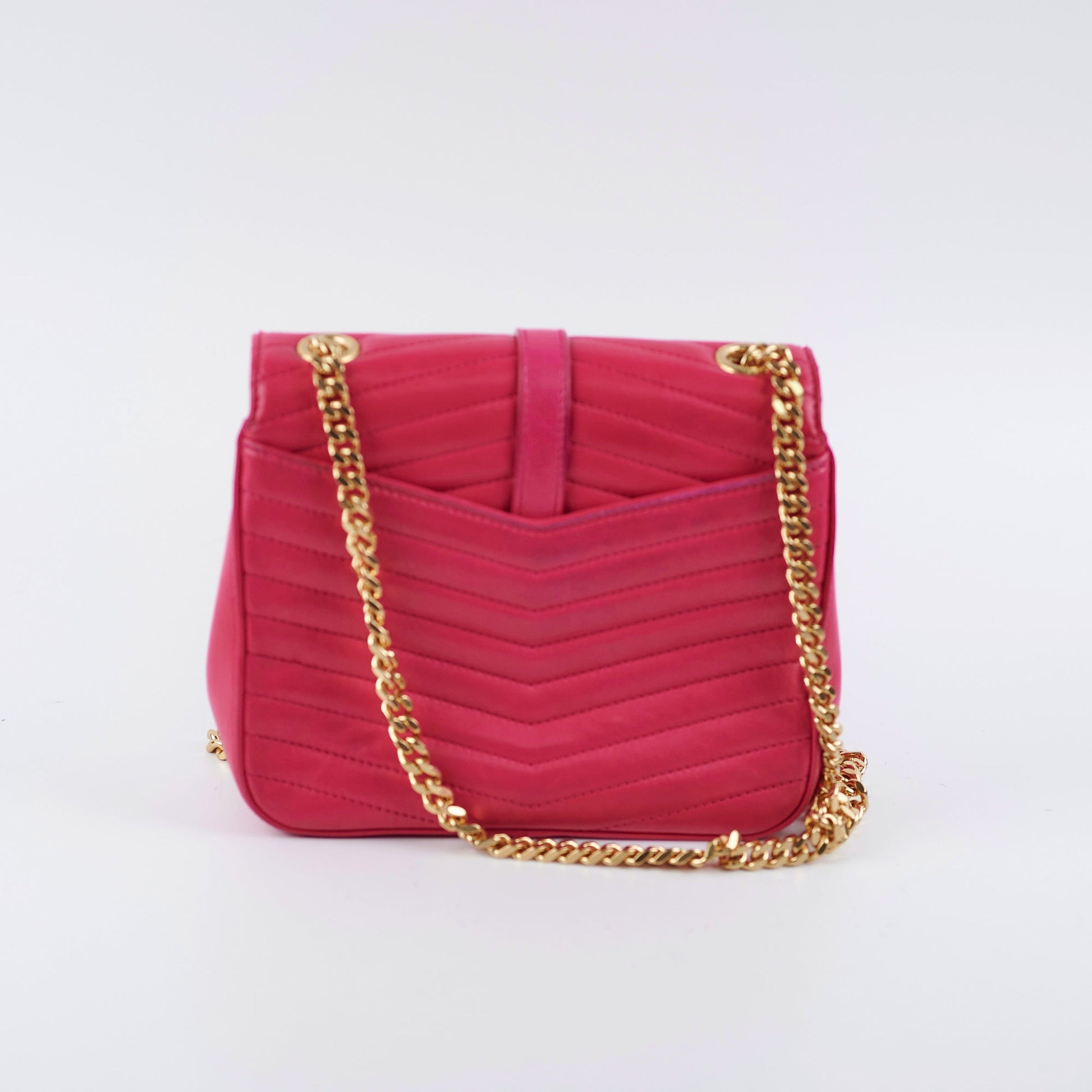 YSL Saint Laurent Sulpice Chevron Crossbody Bag Pink Small