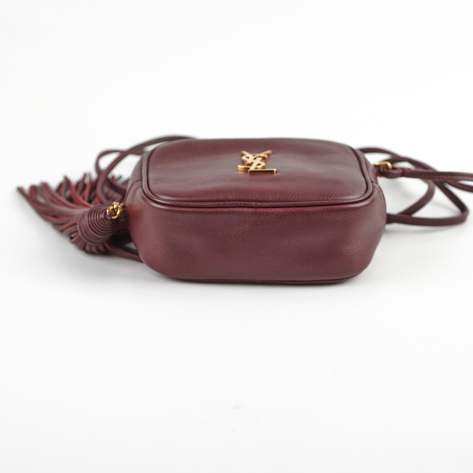YSL Saint Laurent Lou Camera Burgundy Crossbody Bag Leather Mini