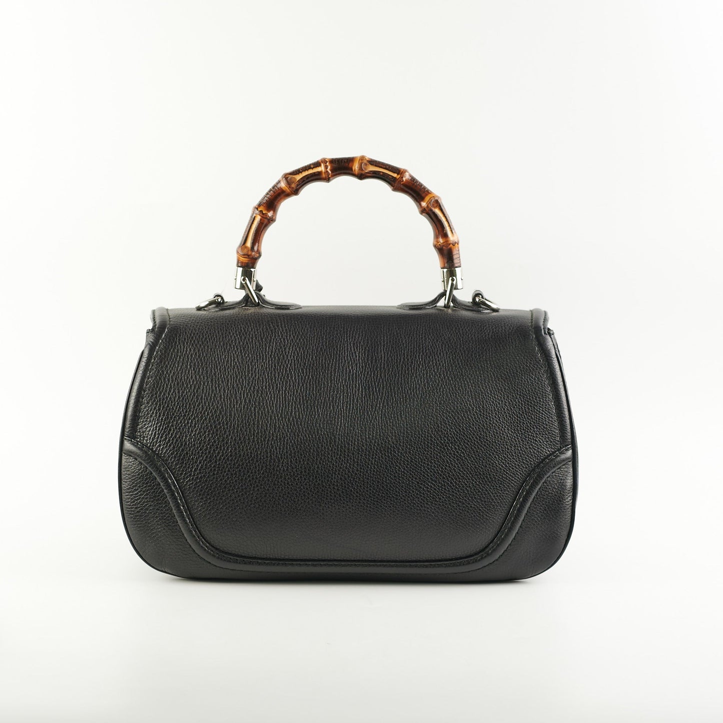 Gucci Bamboo Two Way Handbag Black Large Travel Bag