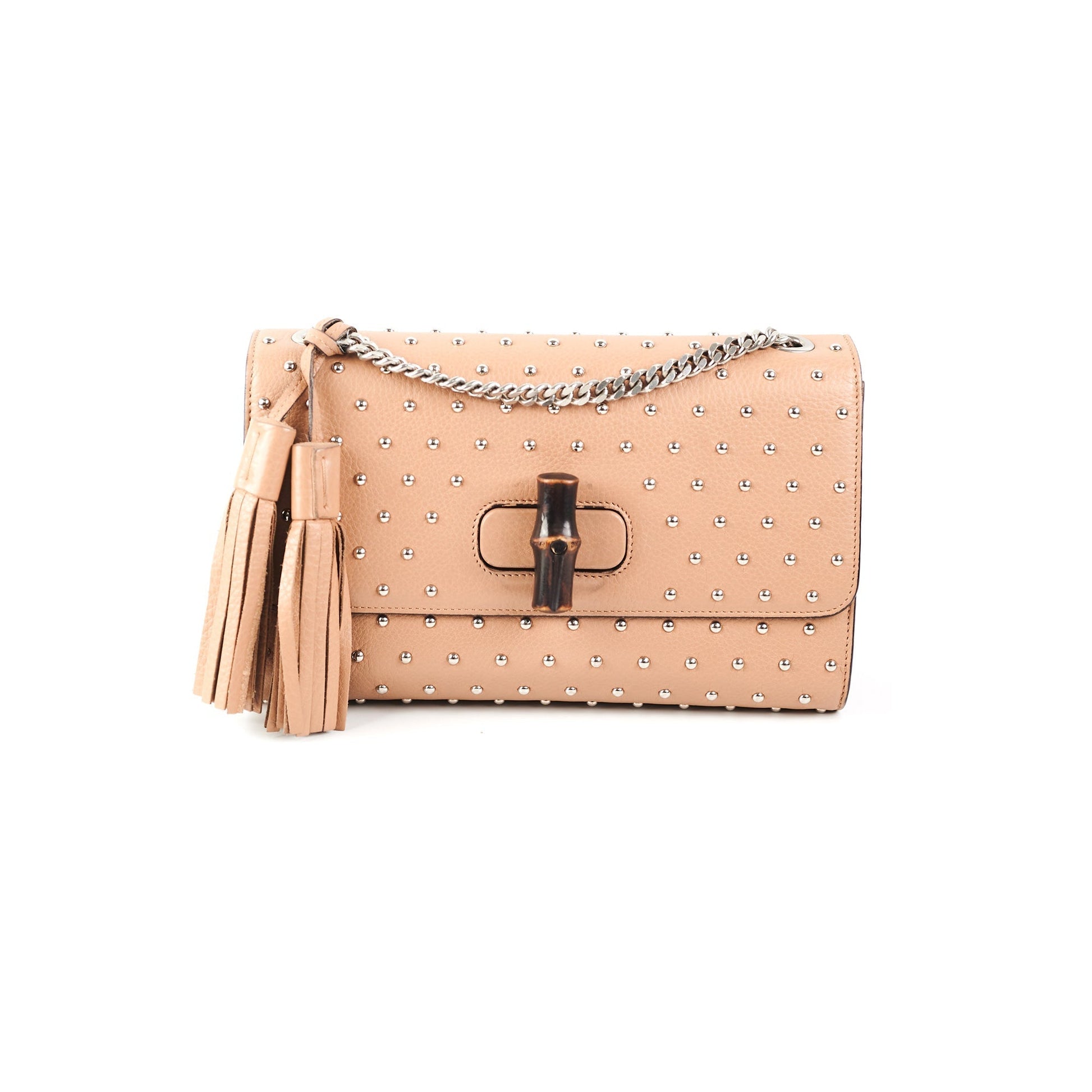 Gucci Studded Miss Bamboo Bag Beige Travel Bag